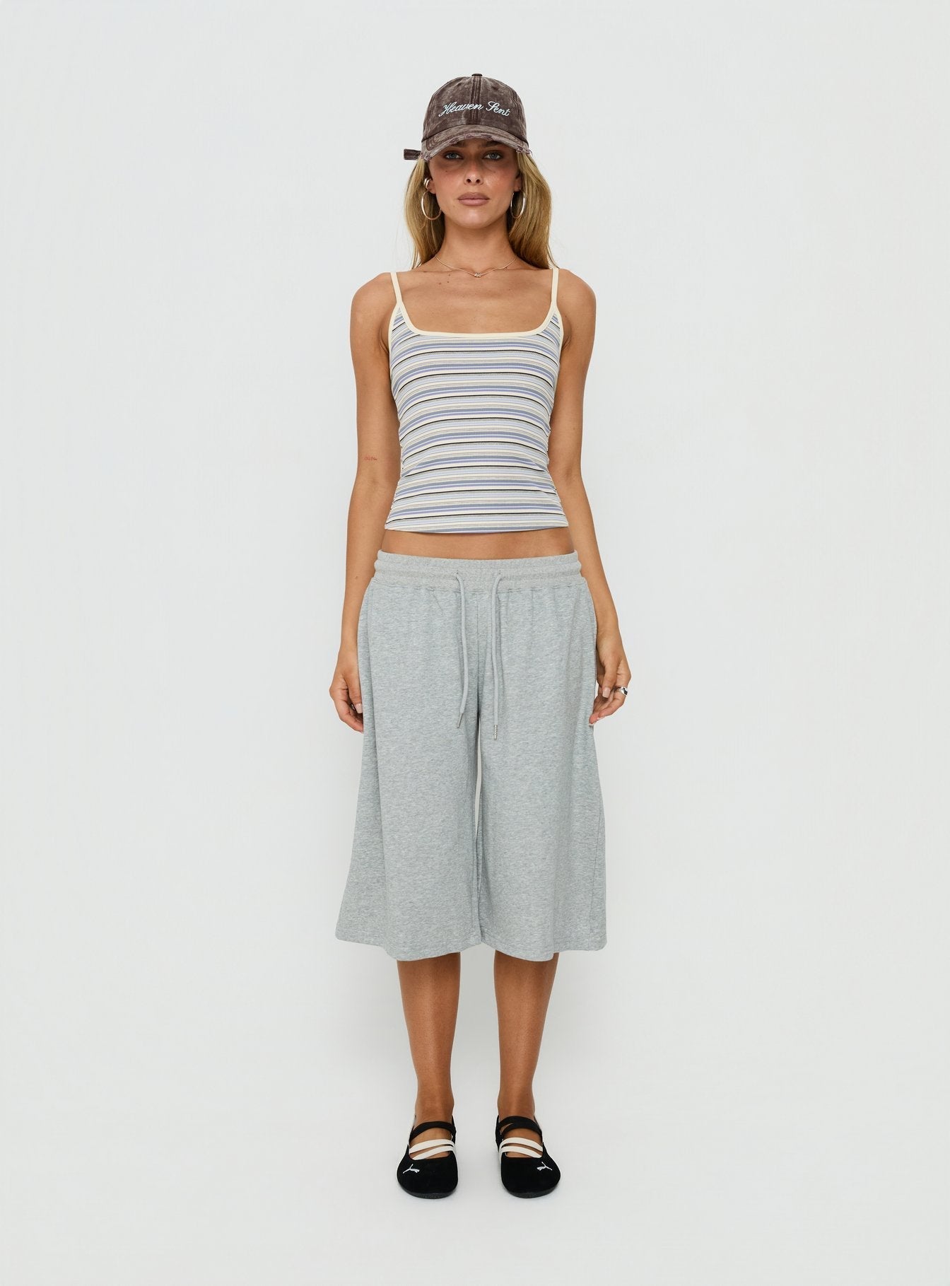 Giya Contrast Trim Cami Top Blue Stripe