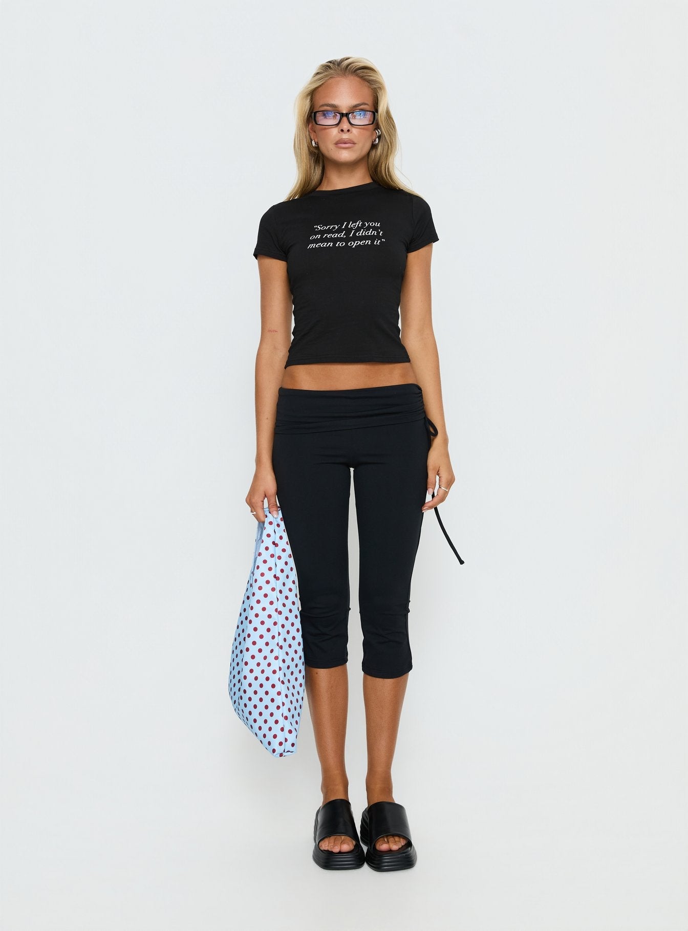 Read Receipts Graphic Baby Tee Black