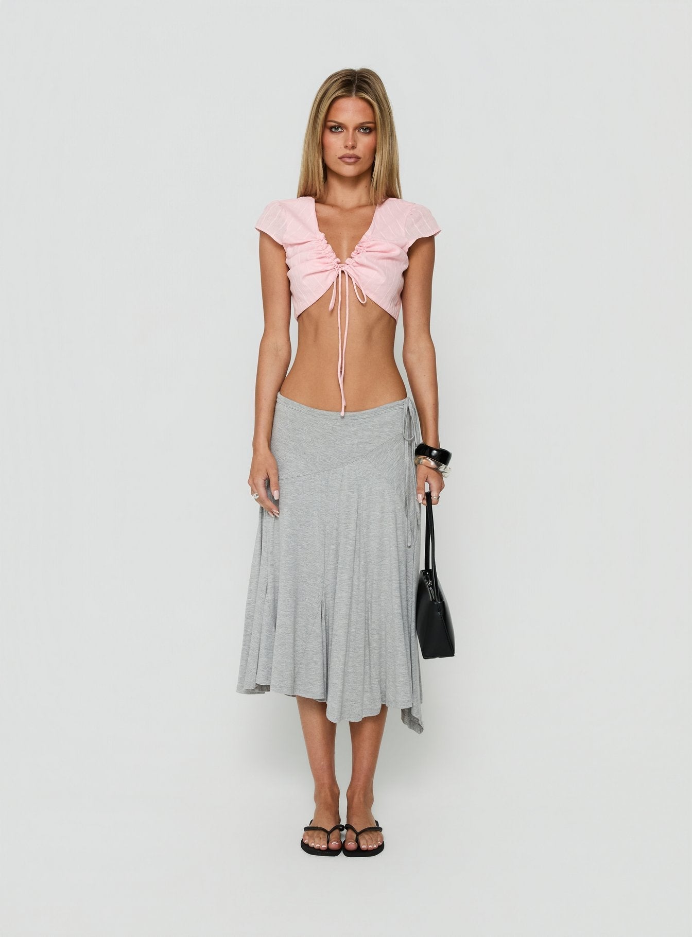Cordelea Ruched Micro Crop Top Pink