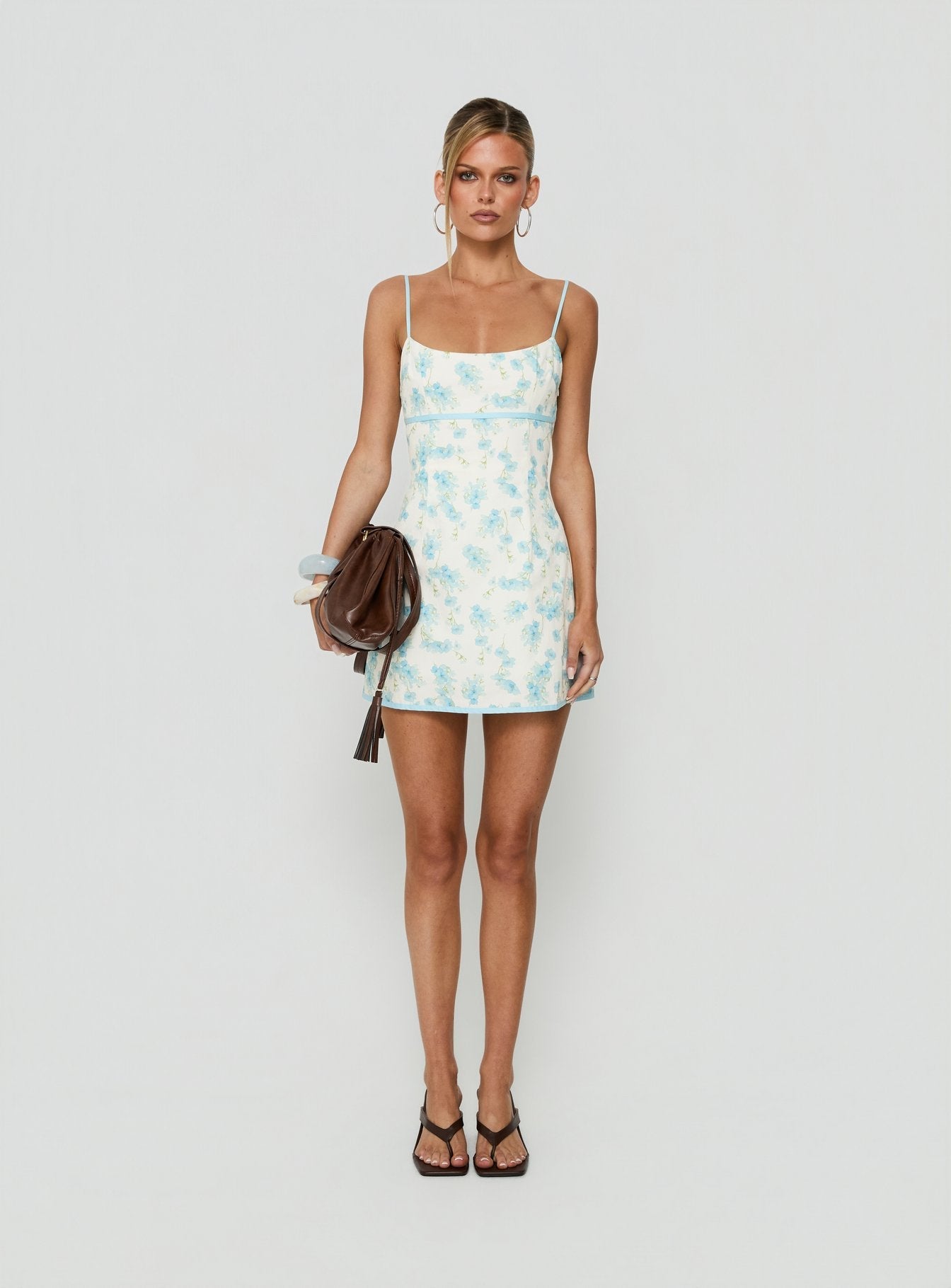 Kylanah Contrast Trim Playsuit Blue Floral