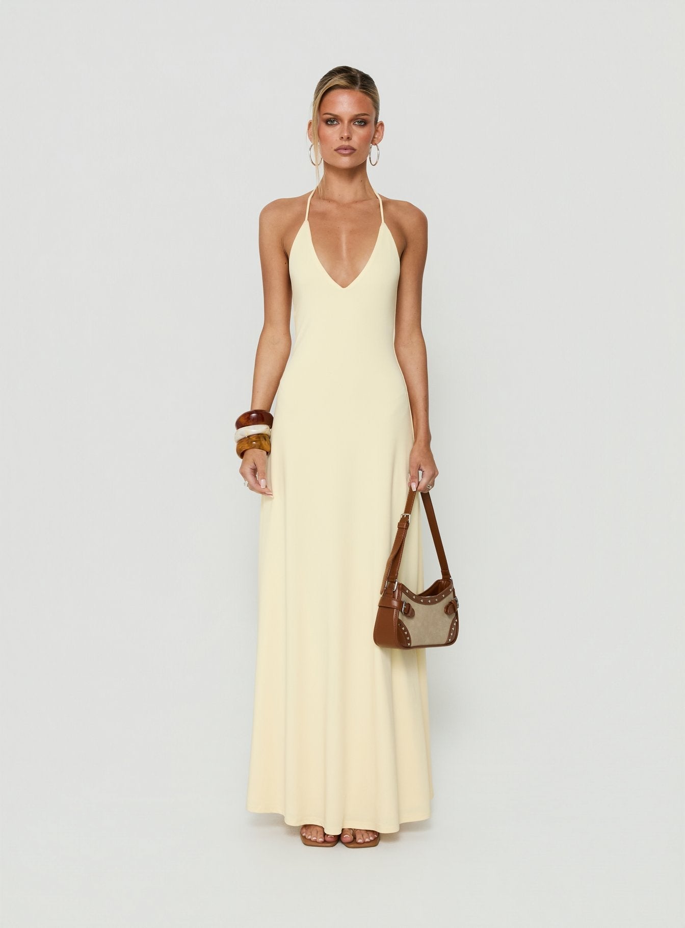 Palmas Halter Maxi Dress Butter Yellow