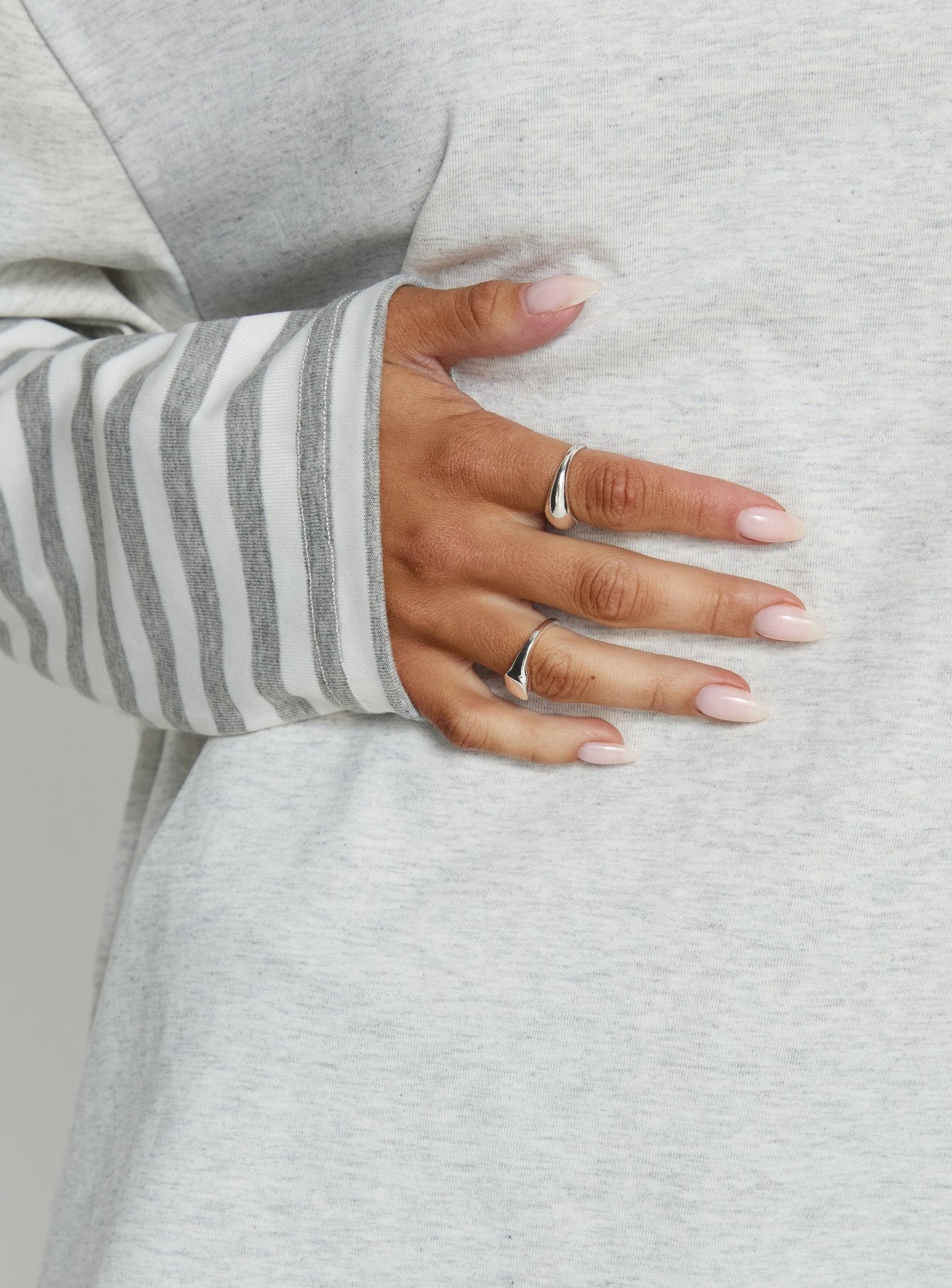 Ryann Long Sleeve Layered Top Grey / White Stripe