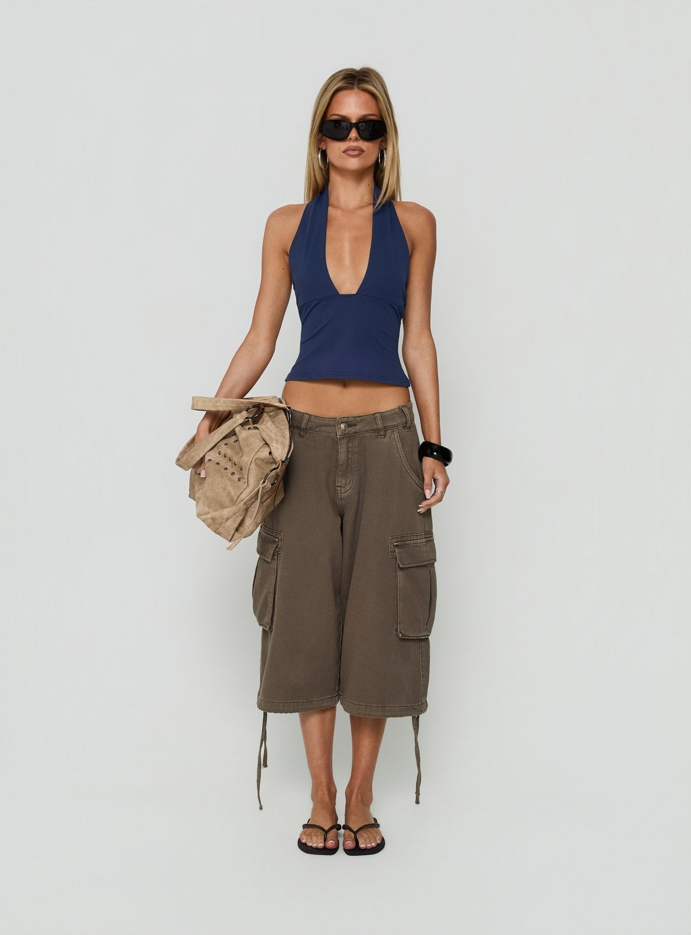 Daily Define Halter Tank Top Navy