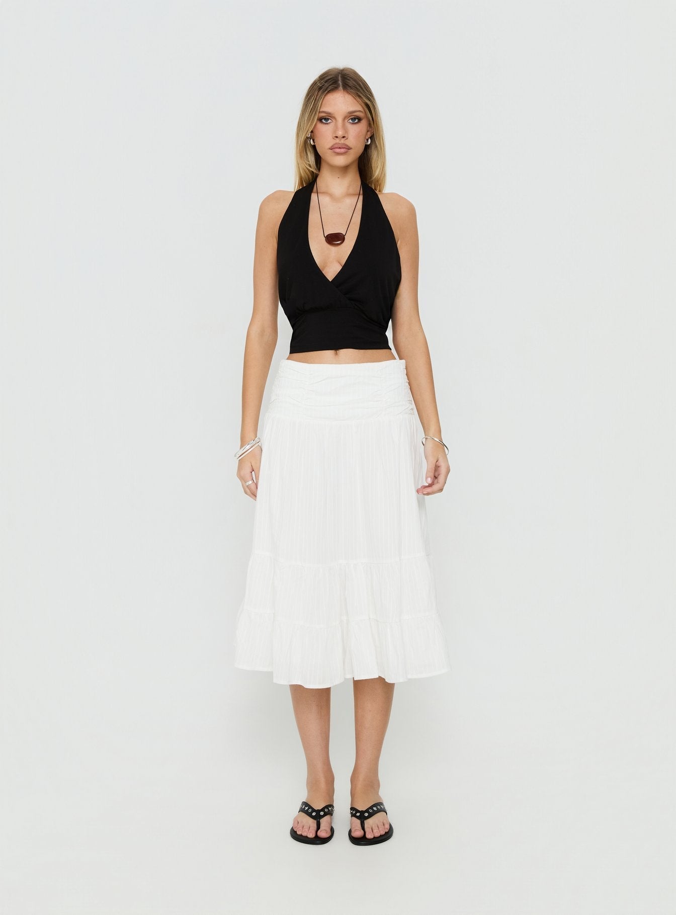 Silver Springs Midi Skirt White