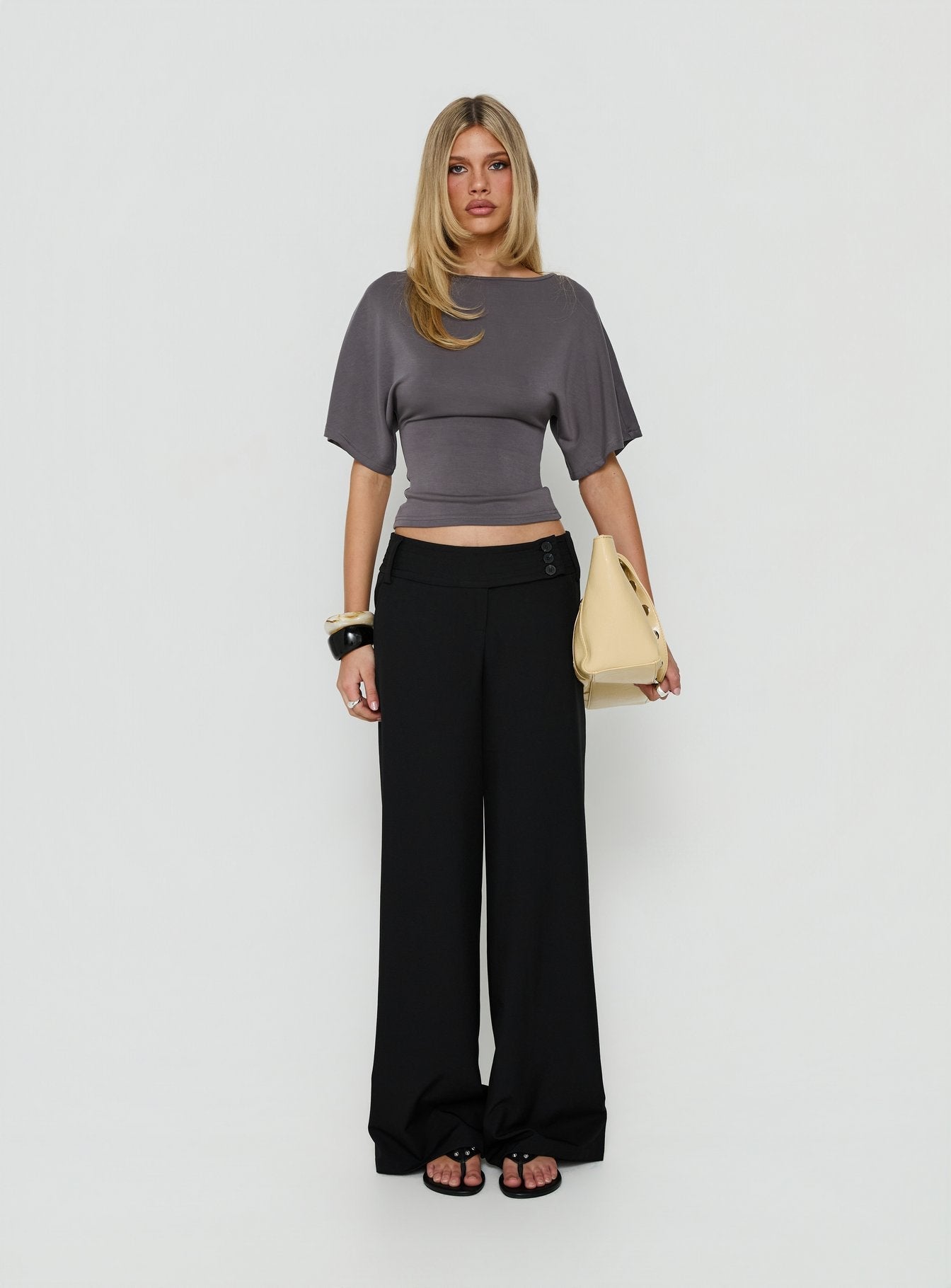 Arazia Cinched Short Sleeve Top Charcoal