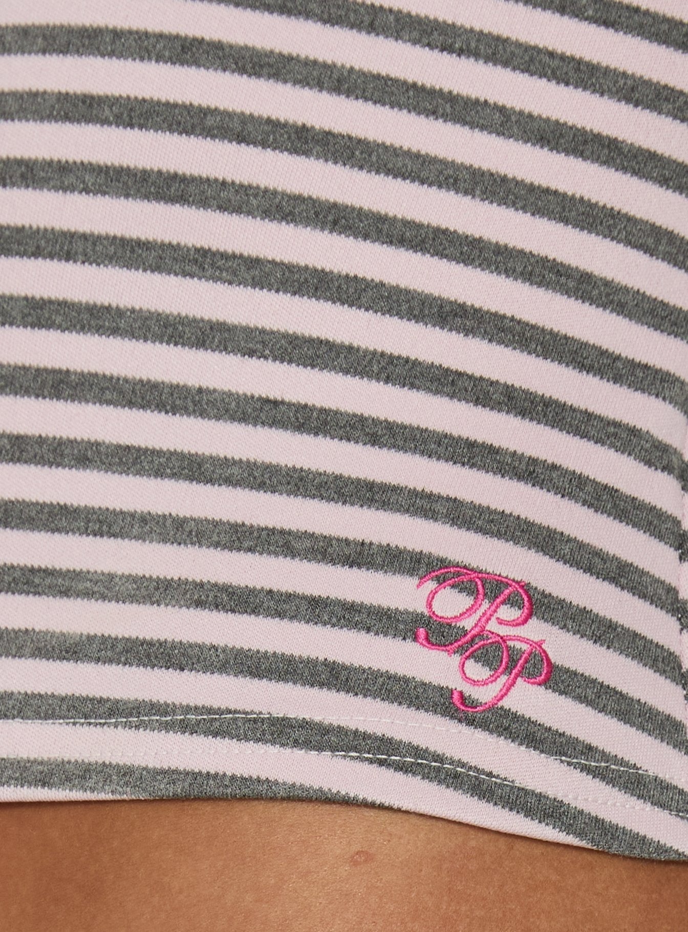 Allice Cross Front Sleep Top Pink / Grey Stripe