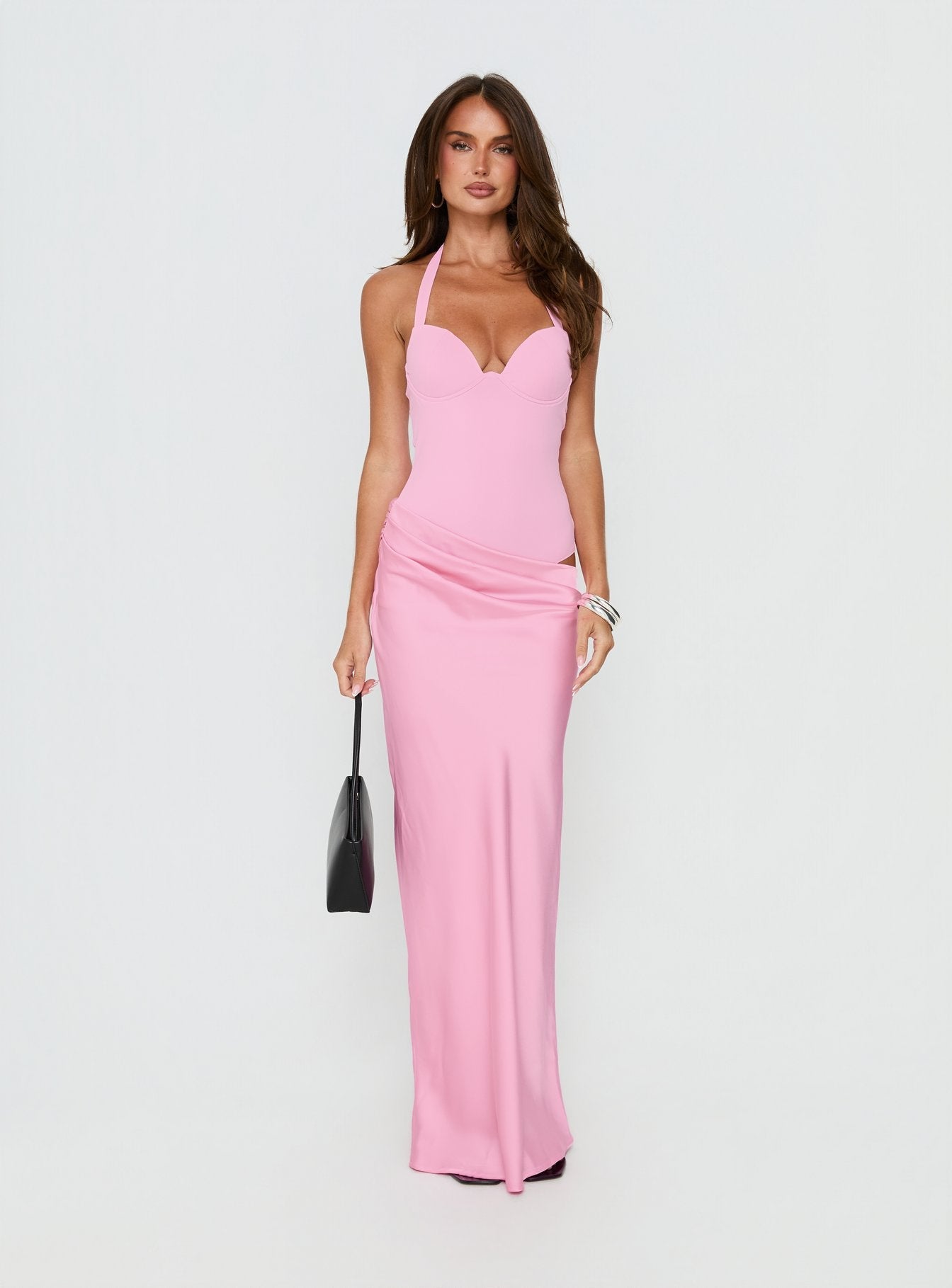 Tayna Draped Maxi Dress Pink