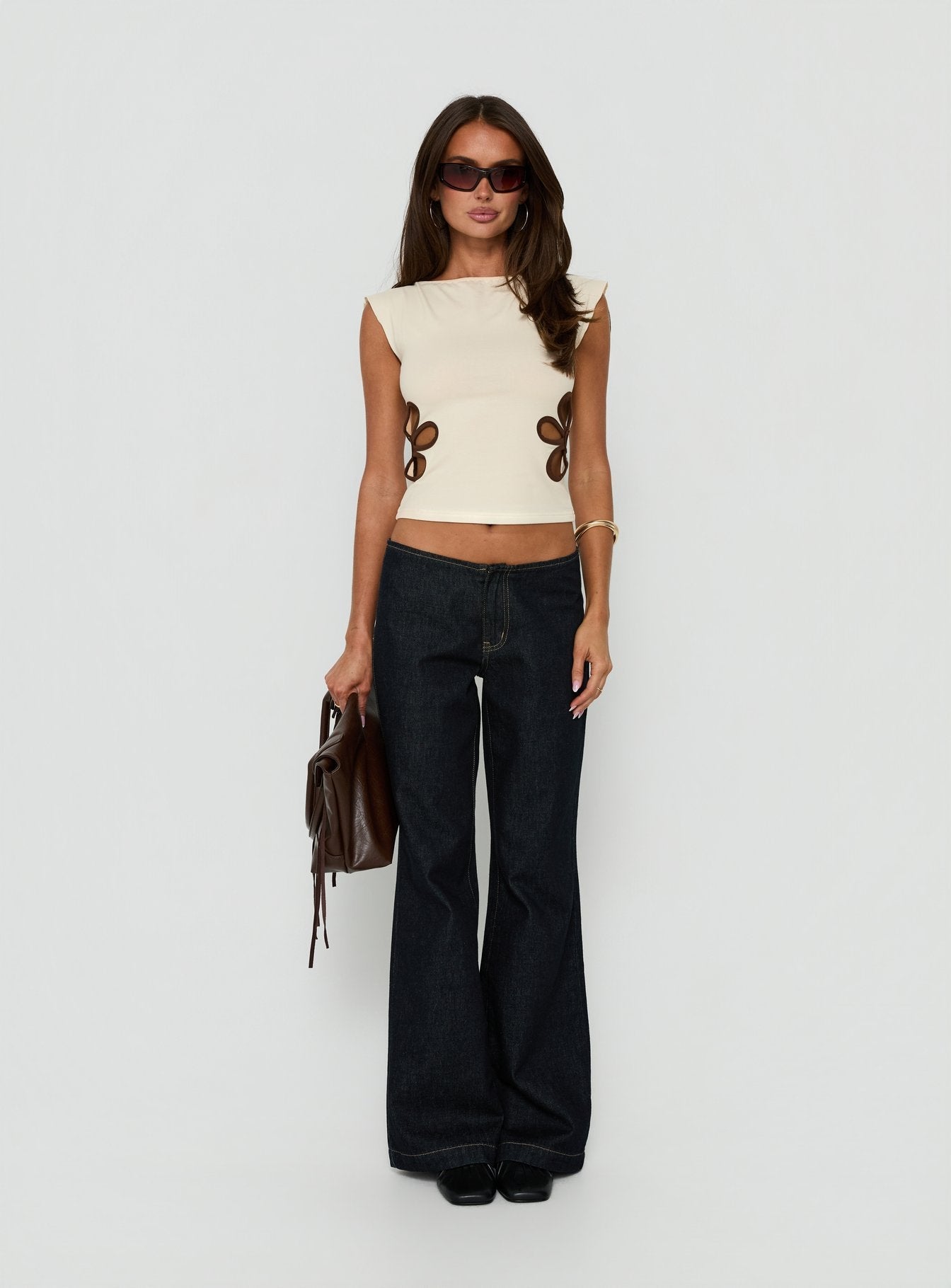 Currents Cut Out Detail Top Cream