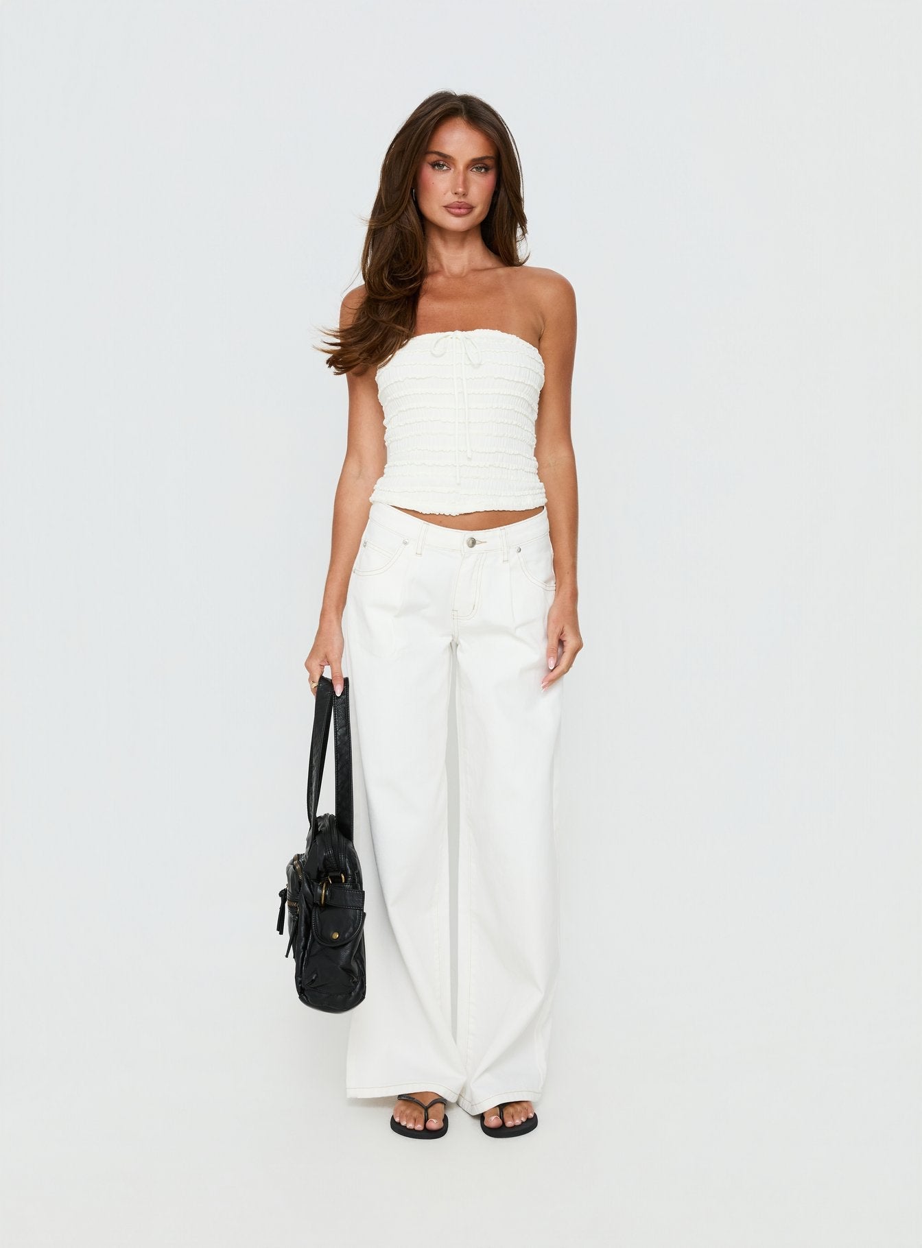 Jaima Textured Strapless Top Cream