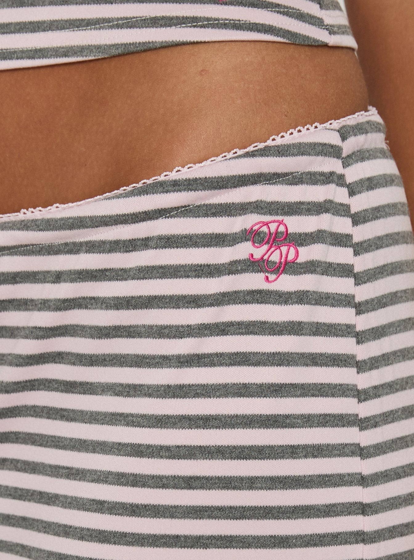 Allice Tie Waist Sleep Pants Pink / Grey Stripe