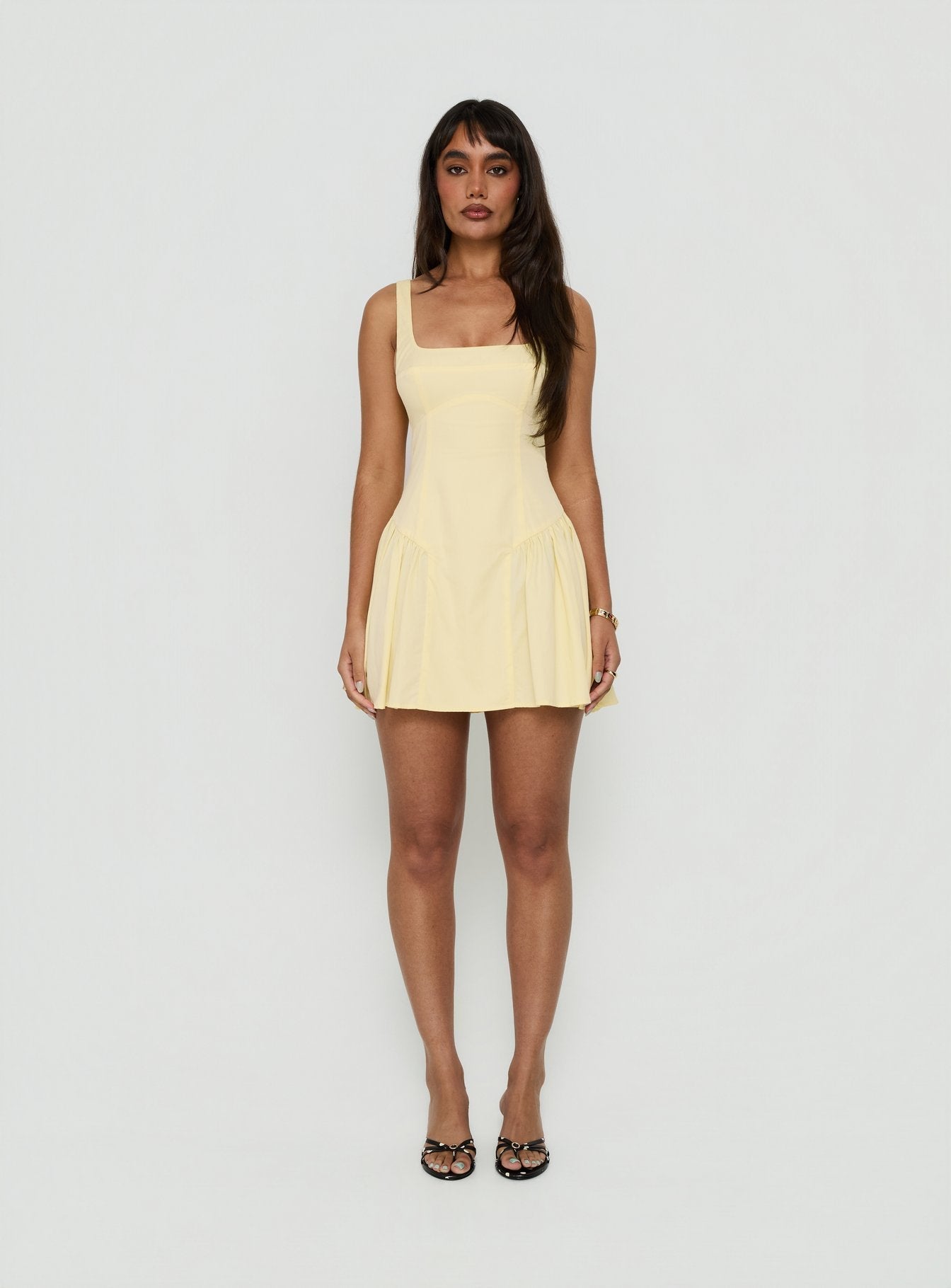 Lelouise Tie Back Mini Dress Butter Yellow