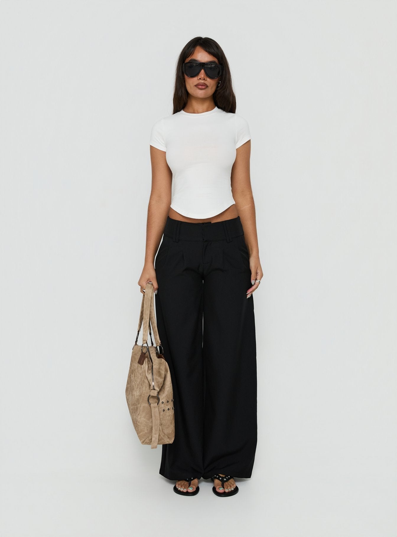 Valentinna Short Sleeve Curved Hem Top White