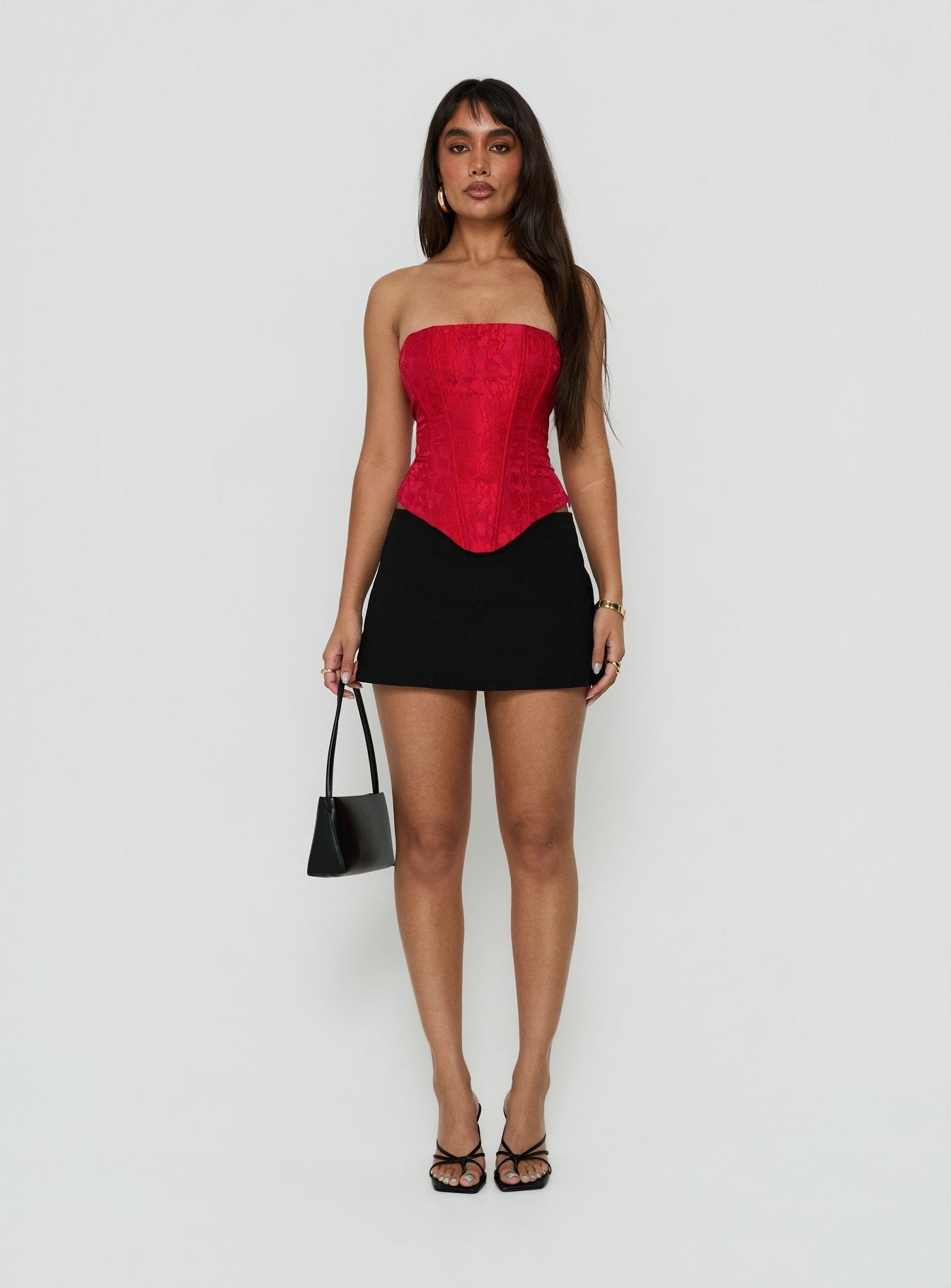 Ameliaa Strapless Corset Top Red