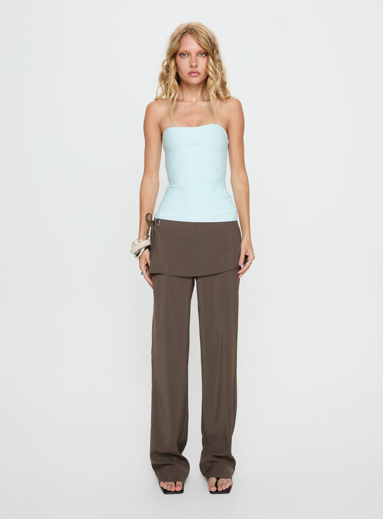 Meleana Strapless Bandage Top Ice Blue