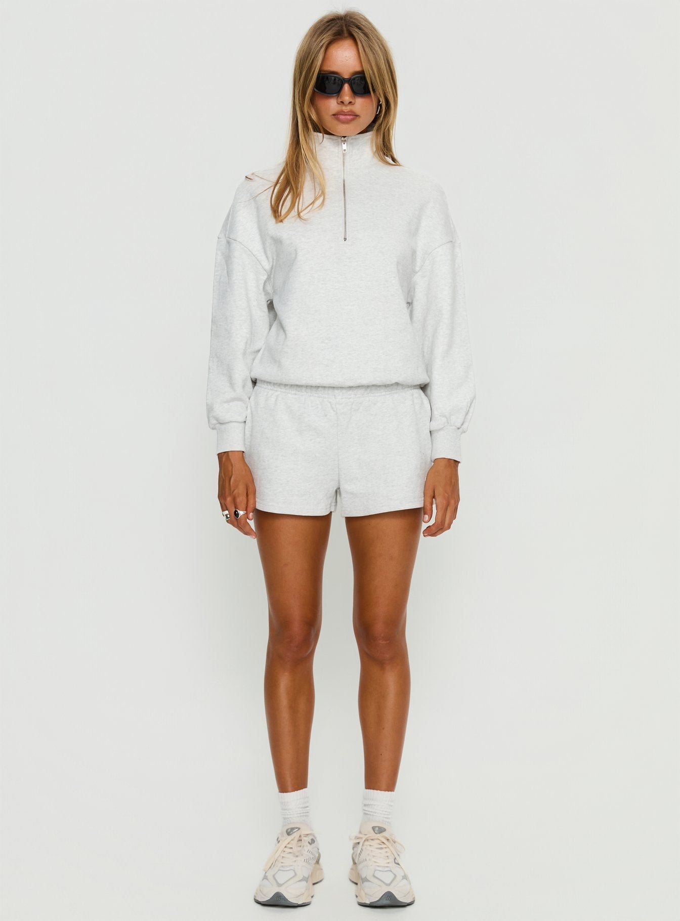 Haelie Fleece Shorts Grey Marle