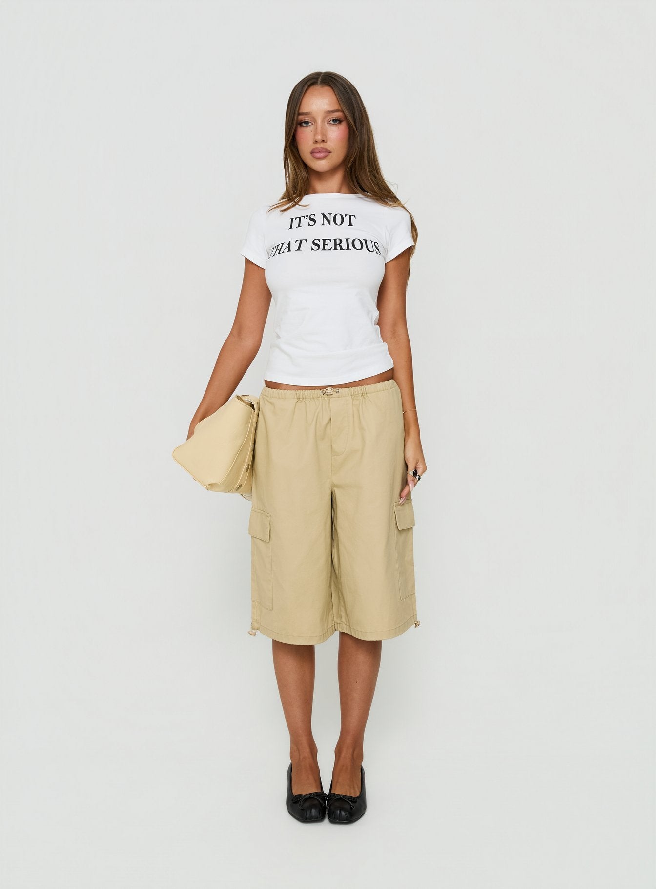 Allyza Baggy Cargo Shorts Stone