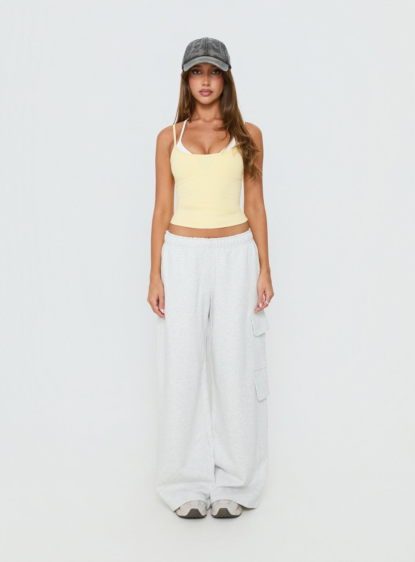 Ascend Layered Halter Tank Top Yellow / White