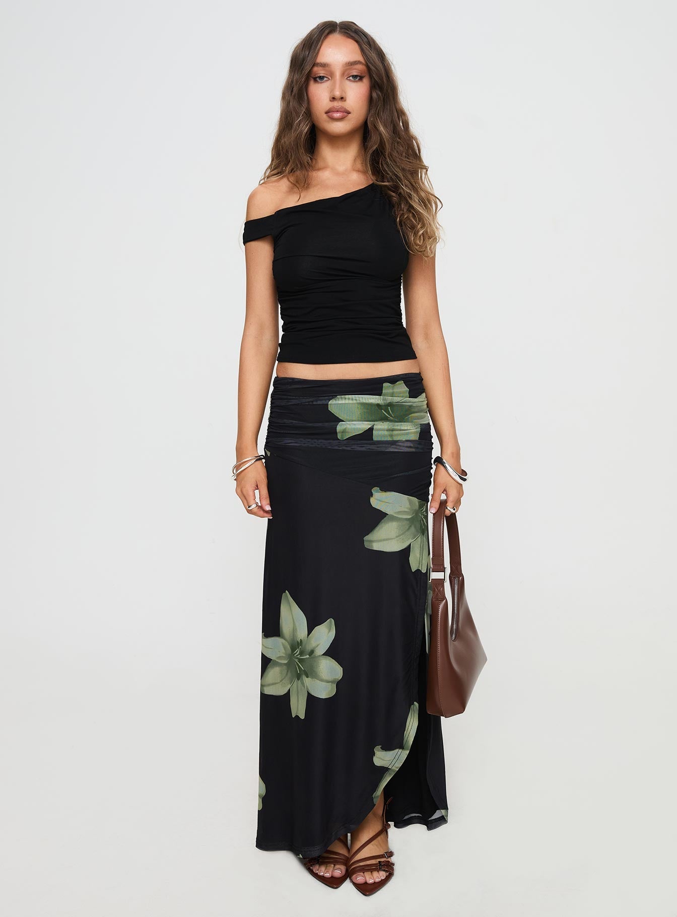 Cooperi Maxi Skirt Black Floral