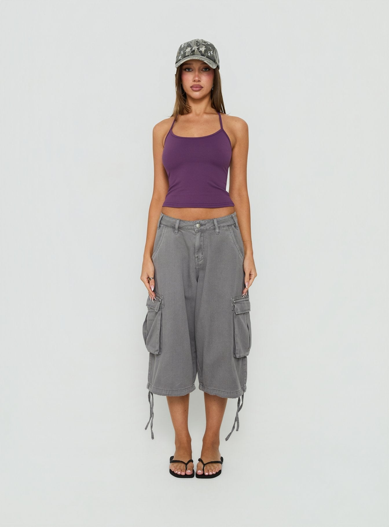 Daily Define Thin Strap Halter Tank Top Fresh Purple
