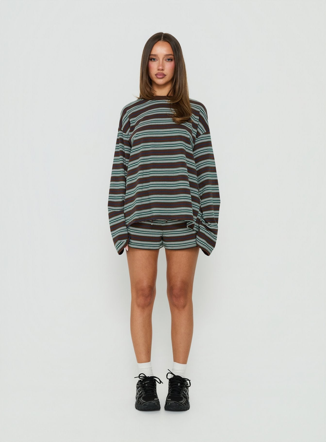 Settle Down Shorts Brown Stripe