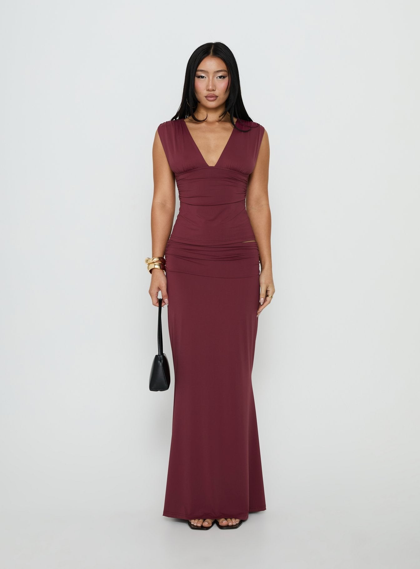 Liorah Thick Strap Plunge Neck Top Red