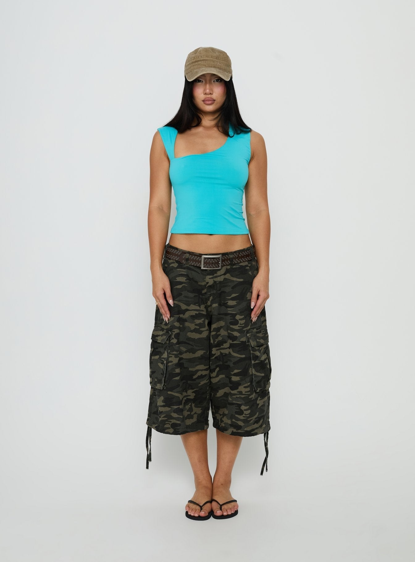 Tannen Cut Out Tank Top Cyan