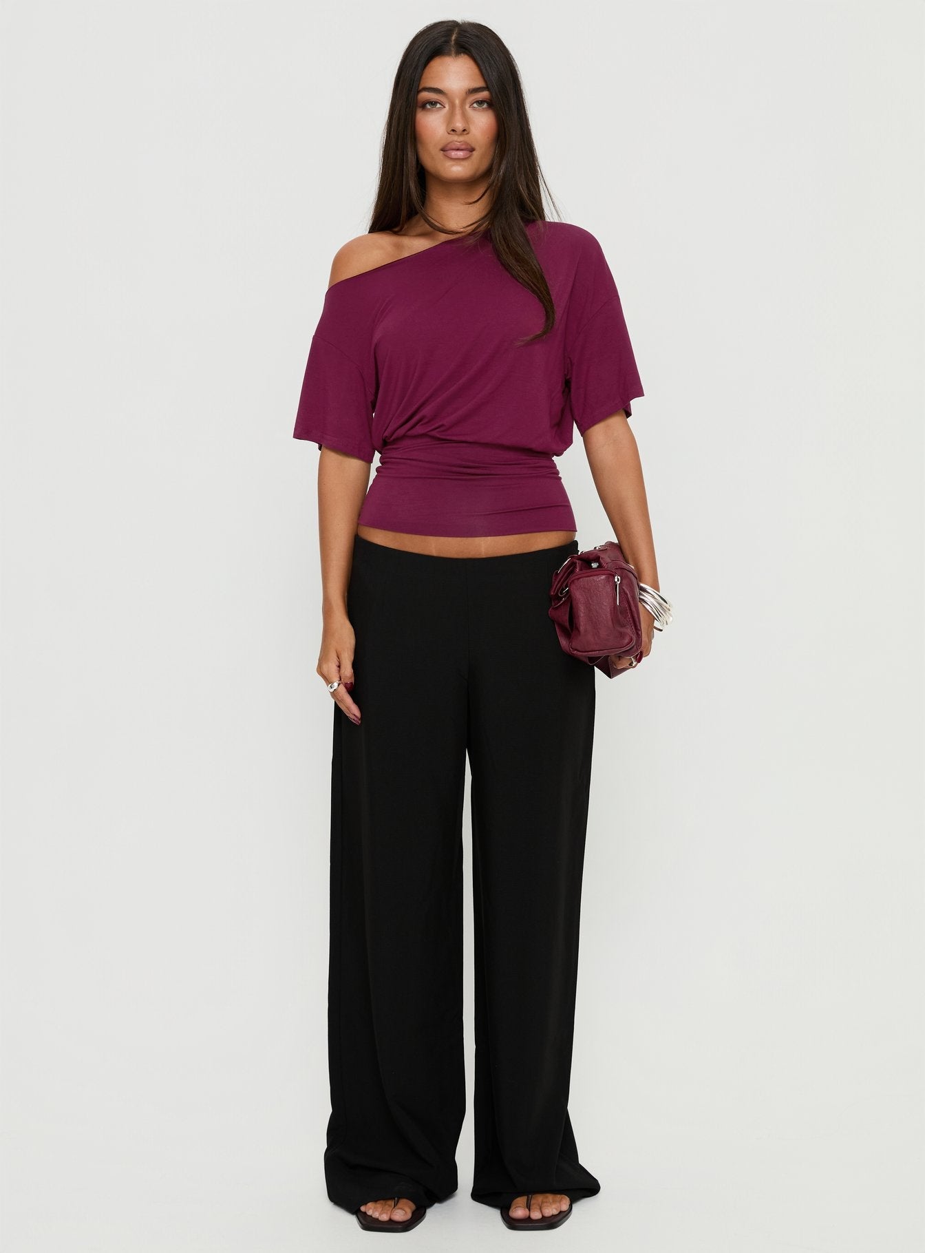 Khane Low Rise Wide Leg Pant Black
