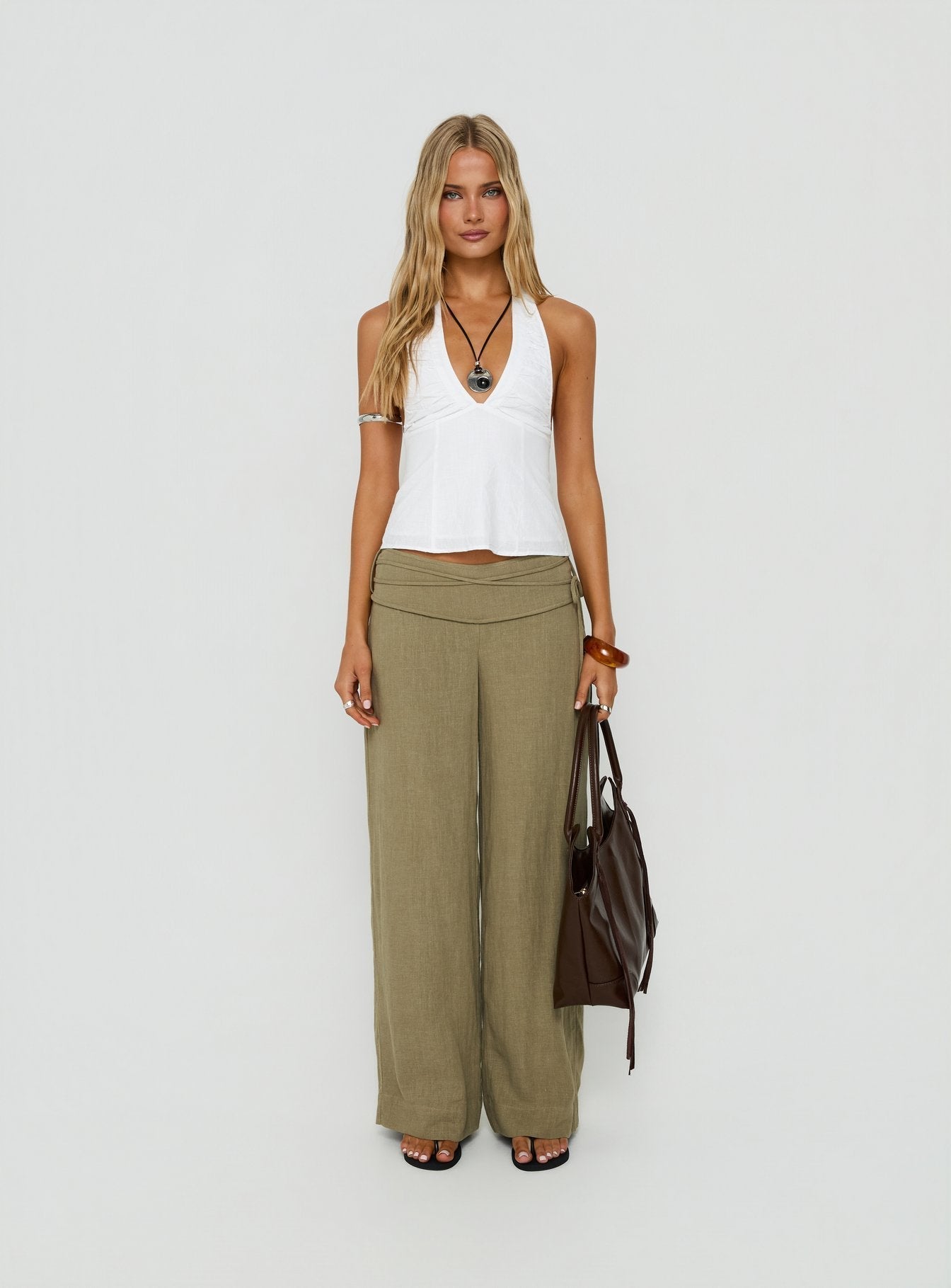 Claudiana Gathered Halter Top White