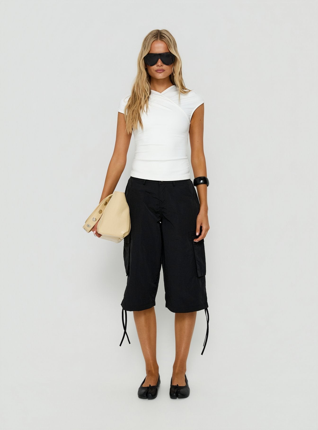 Daily Define Wrap Over Short Sleeve Top White