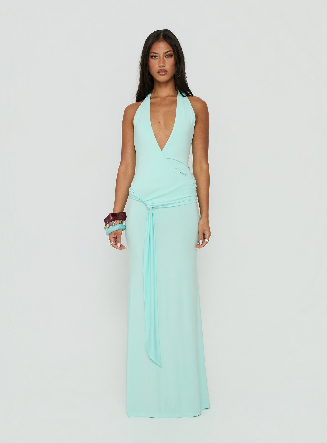 So Major Draped A-Line Maxi Dress Blue