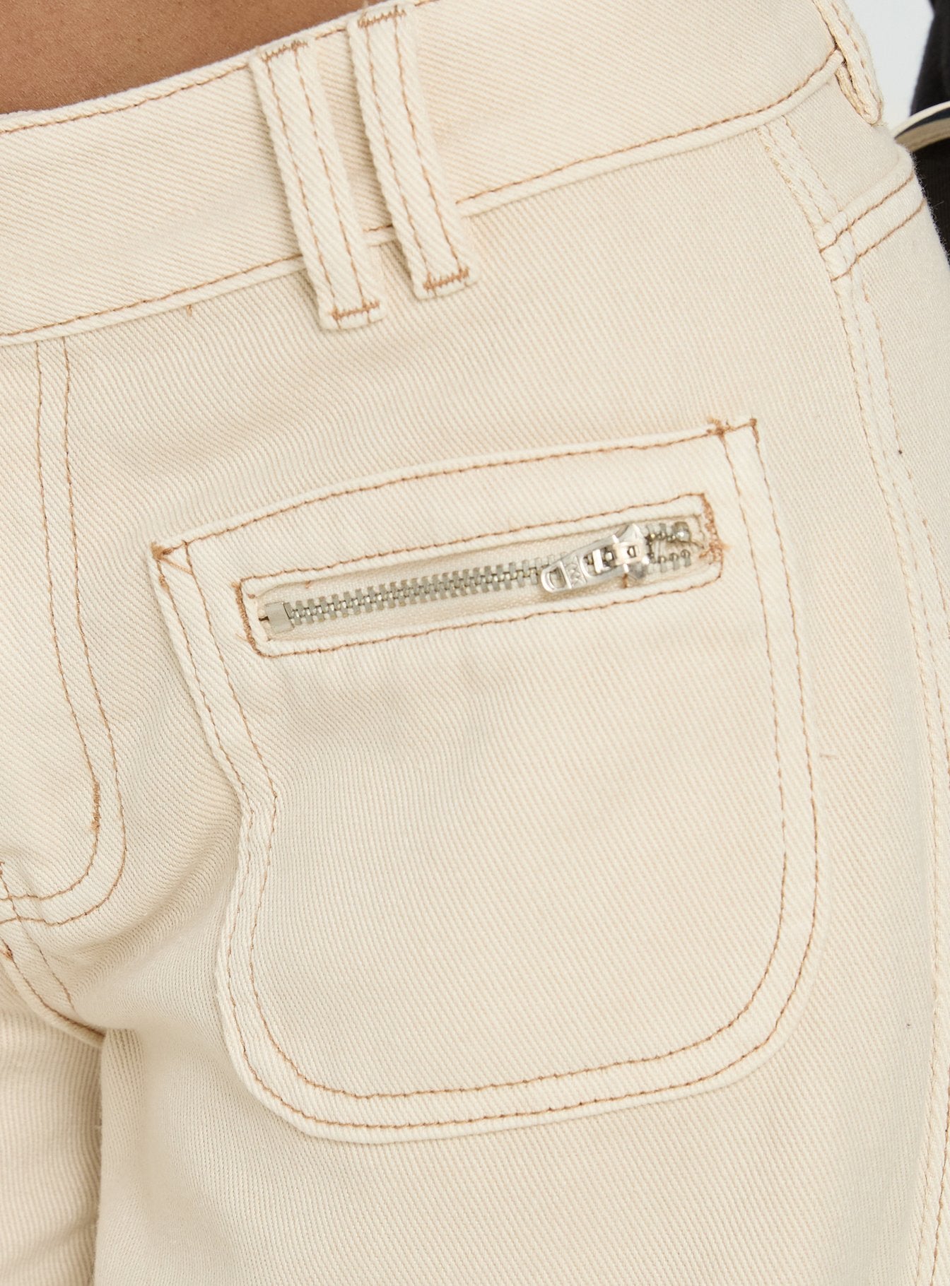 Lifetimes Mid Rise Wide Leg Cargo Jeans Cream