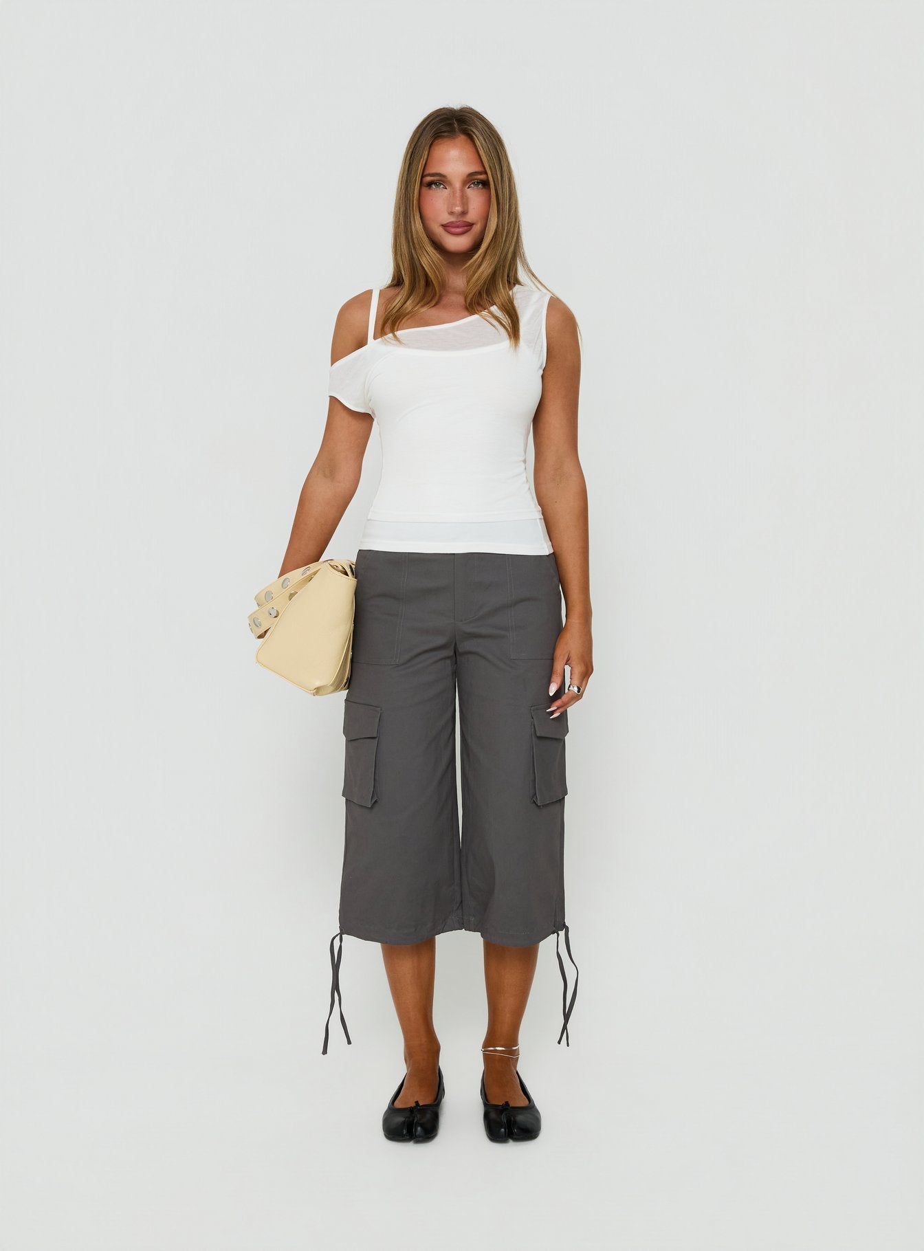 Klaretta Off Shoulder Draped Layered Top White