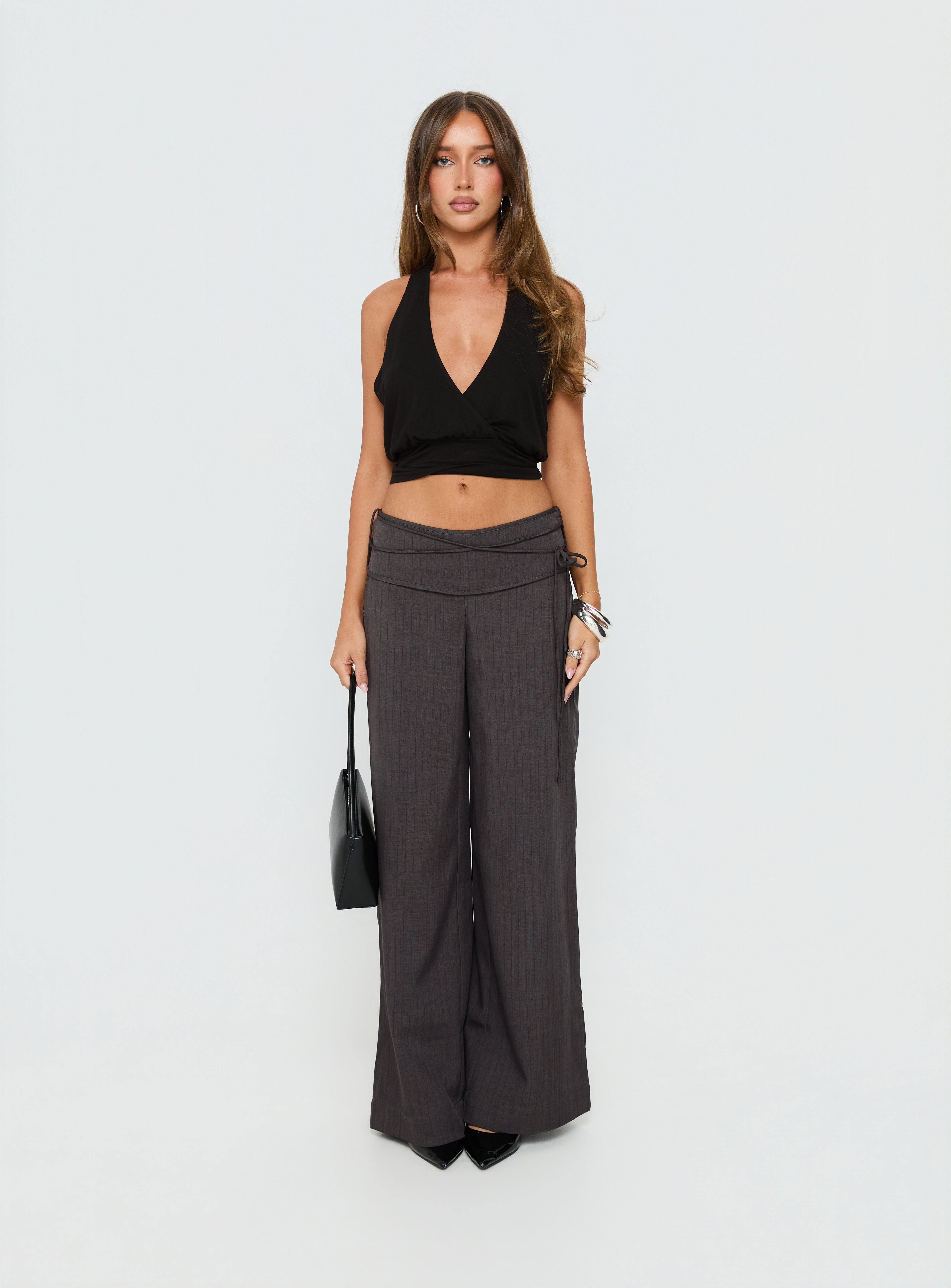 Silver Moon Tie Pants Charcoal