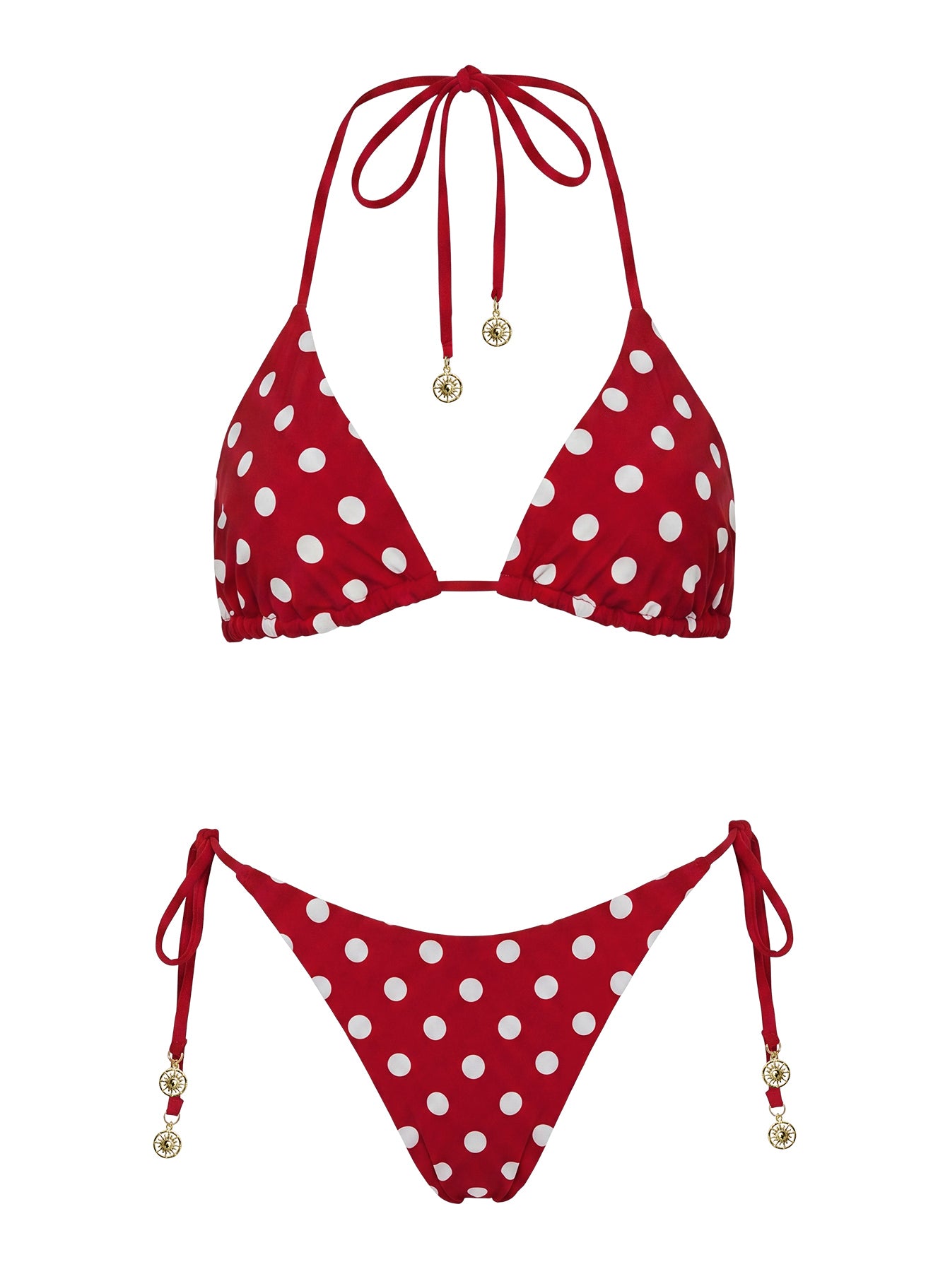 Nevaeh Reversible Triangle Bikini Top Red Polka Dot