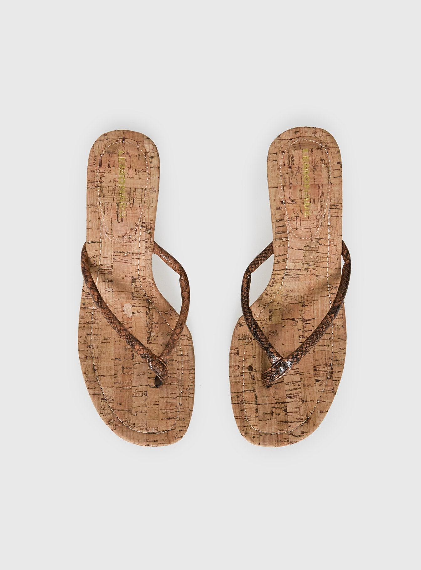 Fluke Cork Wedge Thong Heels Chocolate