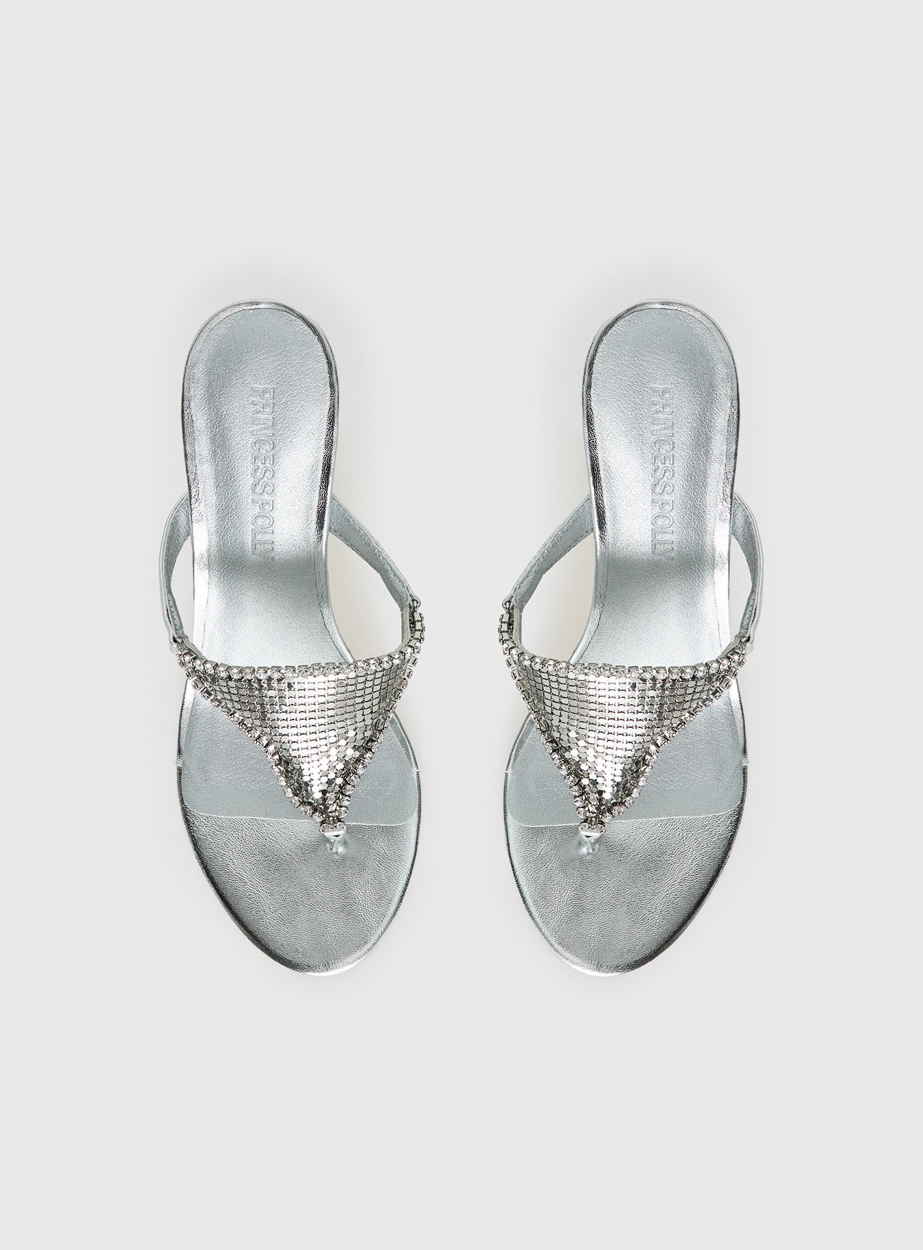 Miss You More Glitter Mesh Heels Silver
