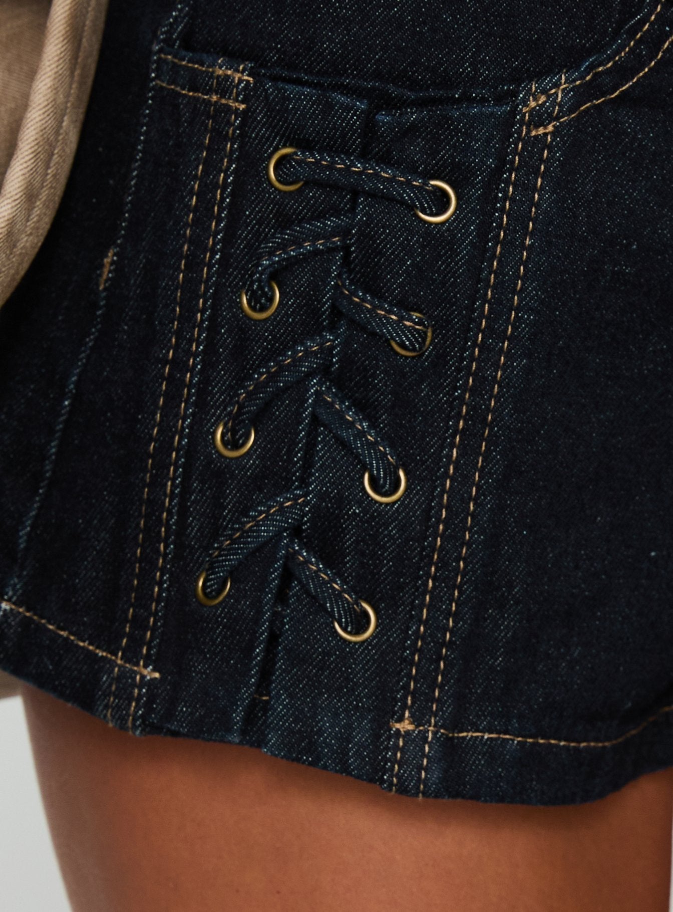 Tamarra Tie Up Micro Shorts Raw Denim