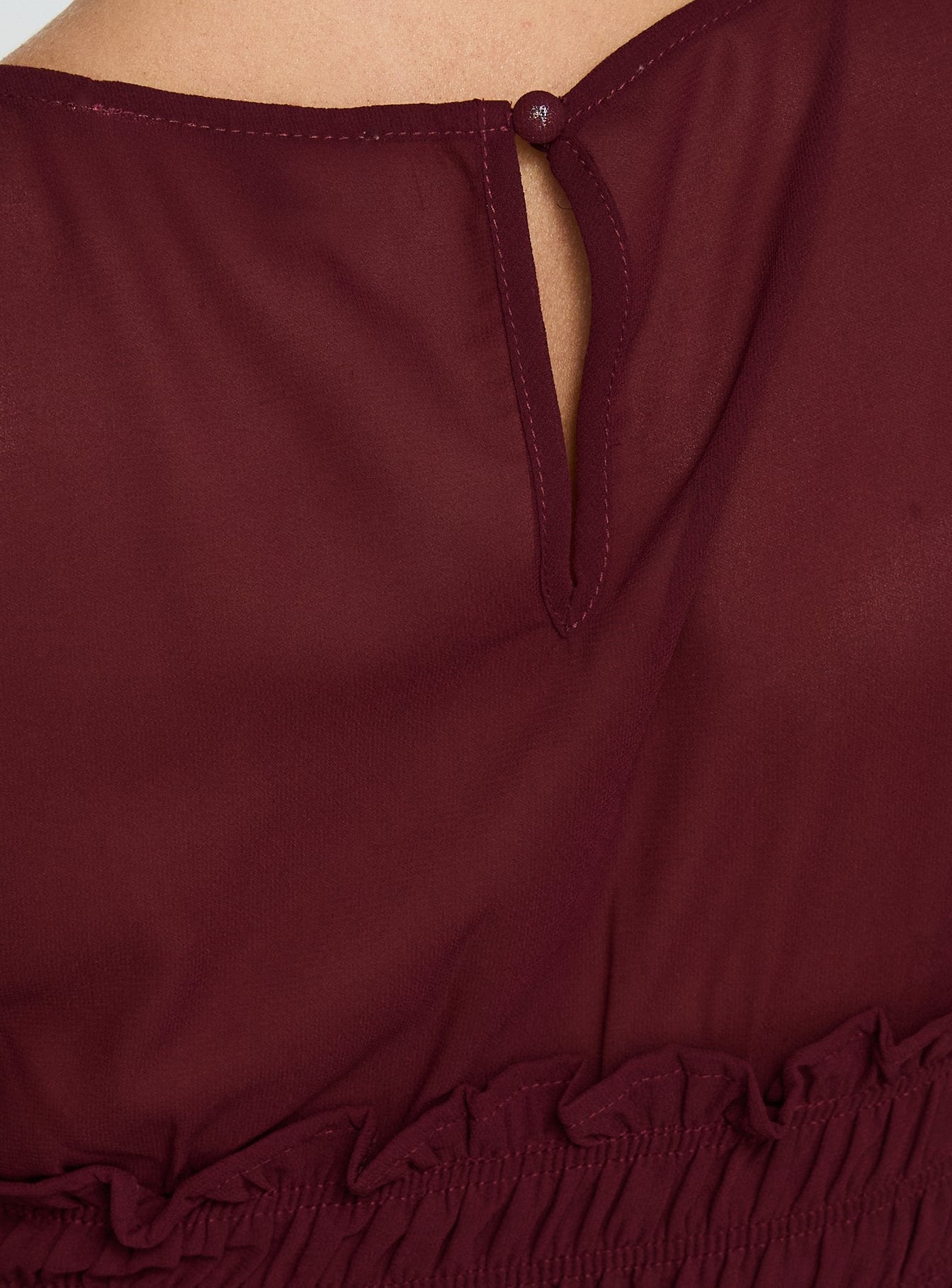 Fever Kiss Chiffon Ruched Top Wine