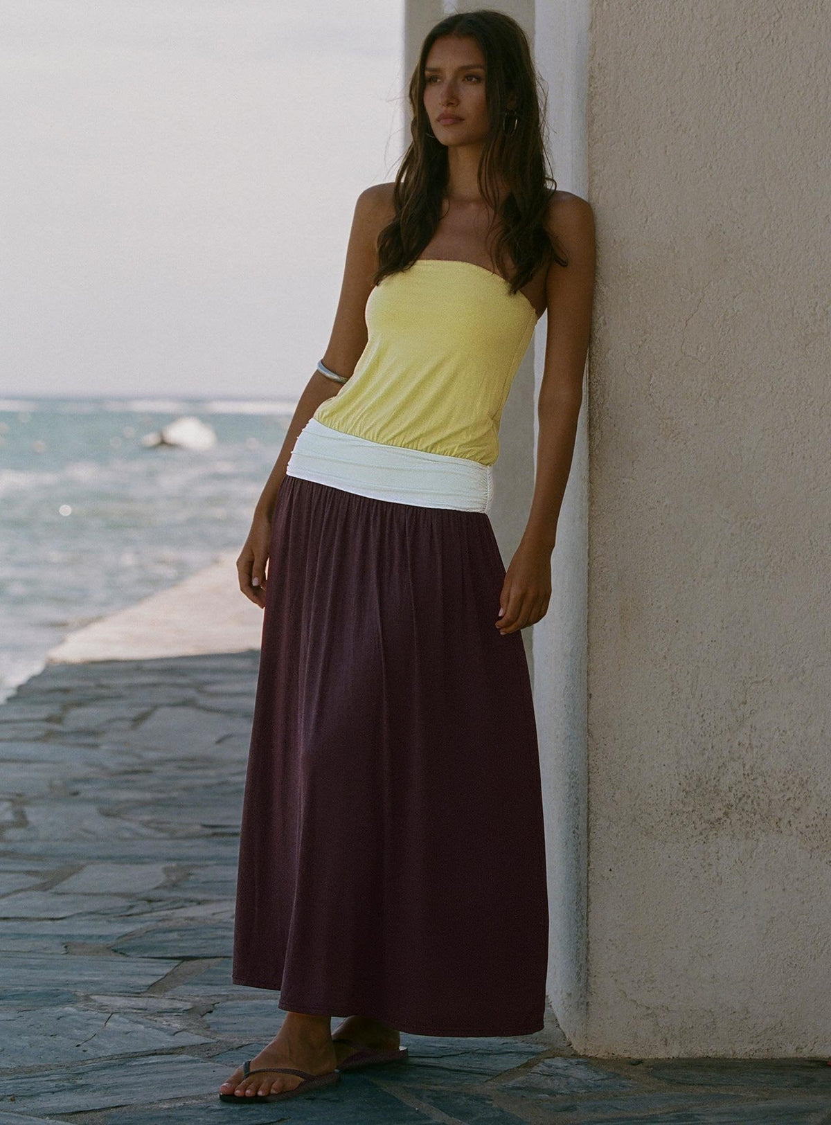 Heart Swarm Colour Block Strapless Maxi Dress Multi