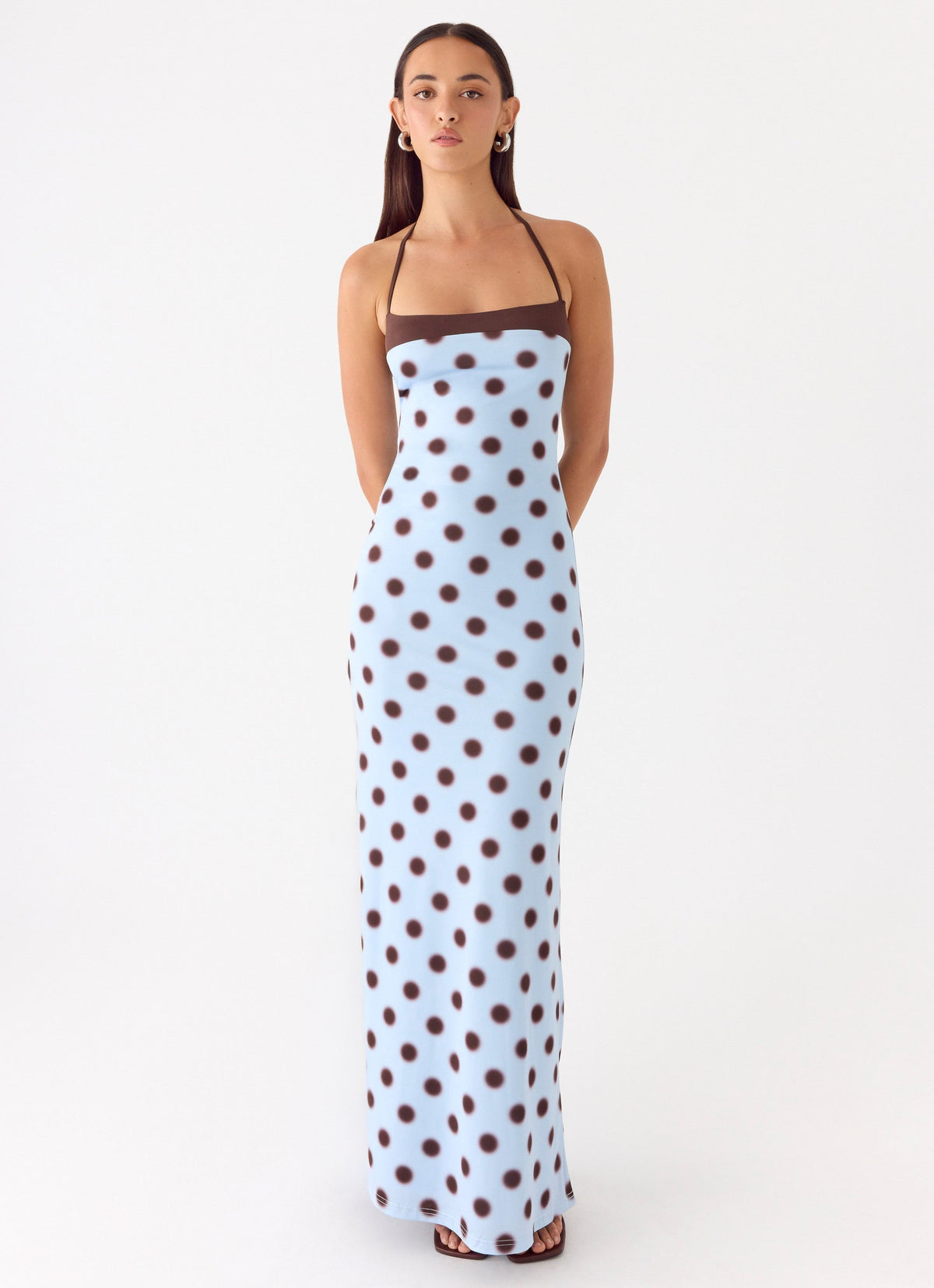 Alessandro Halter Maxi Dress - Blue Mocha Dot
