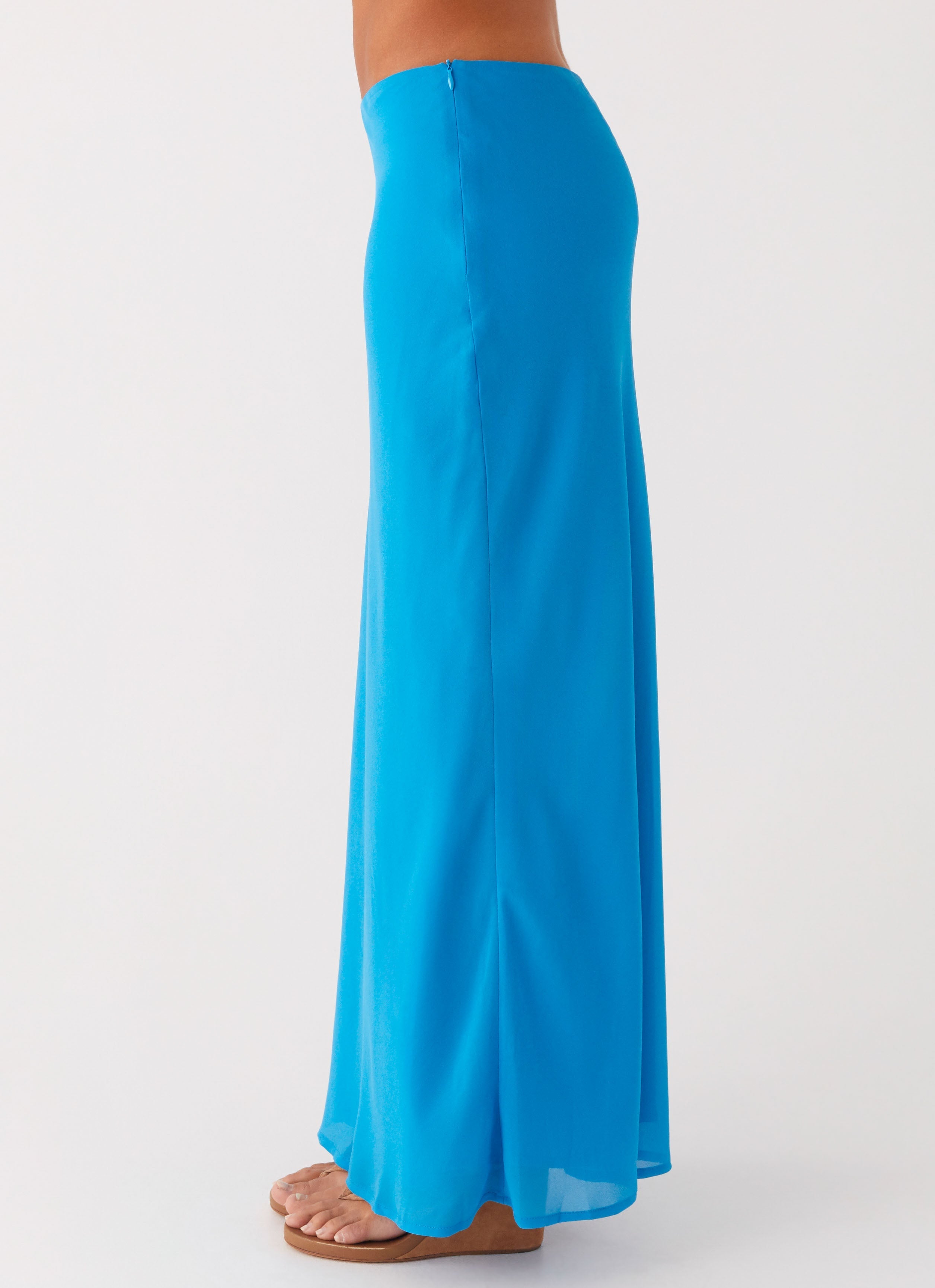 Another Life Chiffon Maxi Skirt - Turquoise
