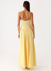 Aura Linen Maxi Dress - Lemon