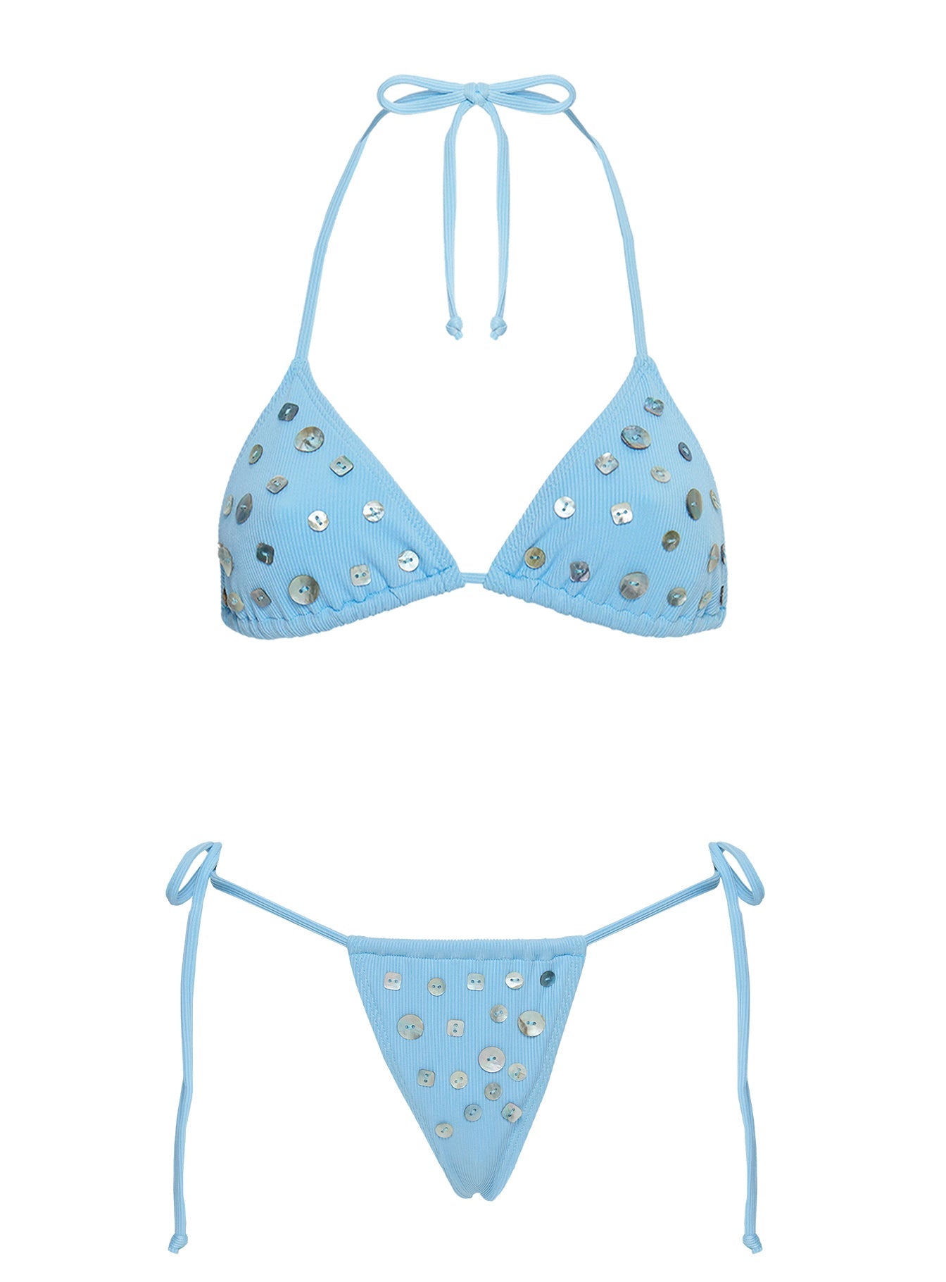 Delora Triangle Shell Bikini Top Blue