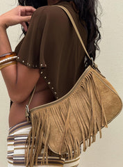 Estie Tassel Shoulder Bag Taupe