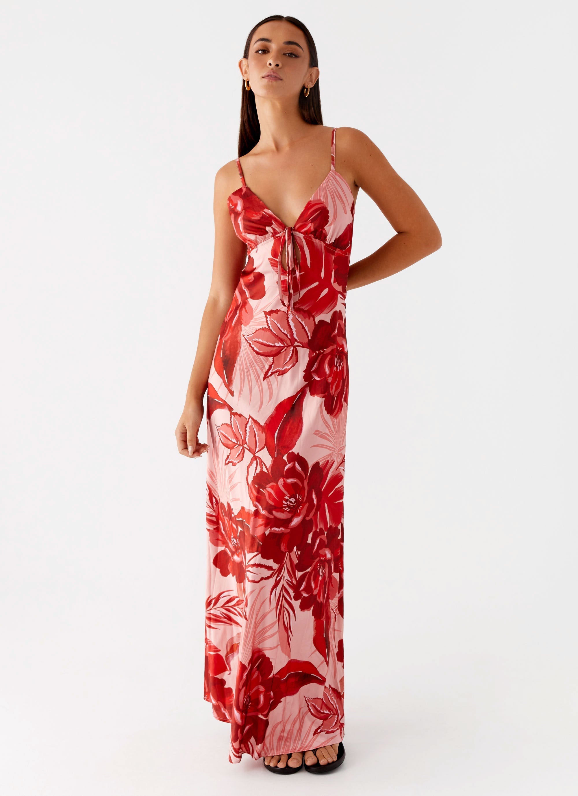 Flora Satin Maxi Dress - Sicily Sunsets Print