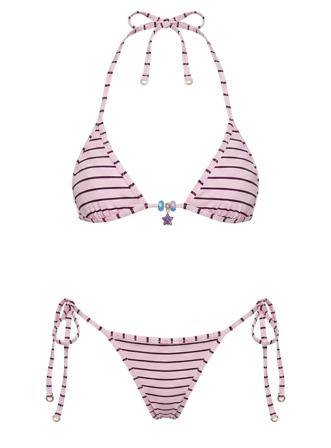 Beasley Reversible Tie Side Bikini Bottoms Pink Check / Stripe
