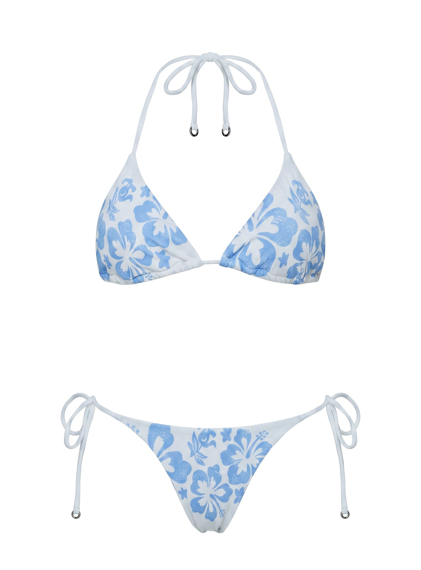 Jenner Triangle Bikini Top Blue / White Hibiscus