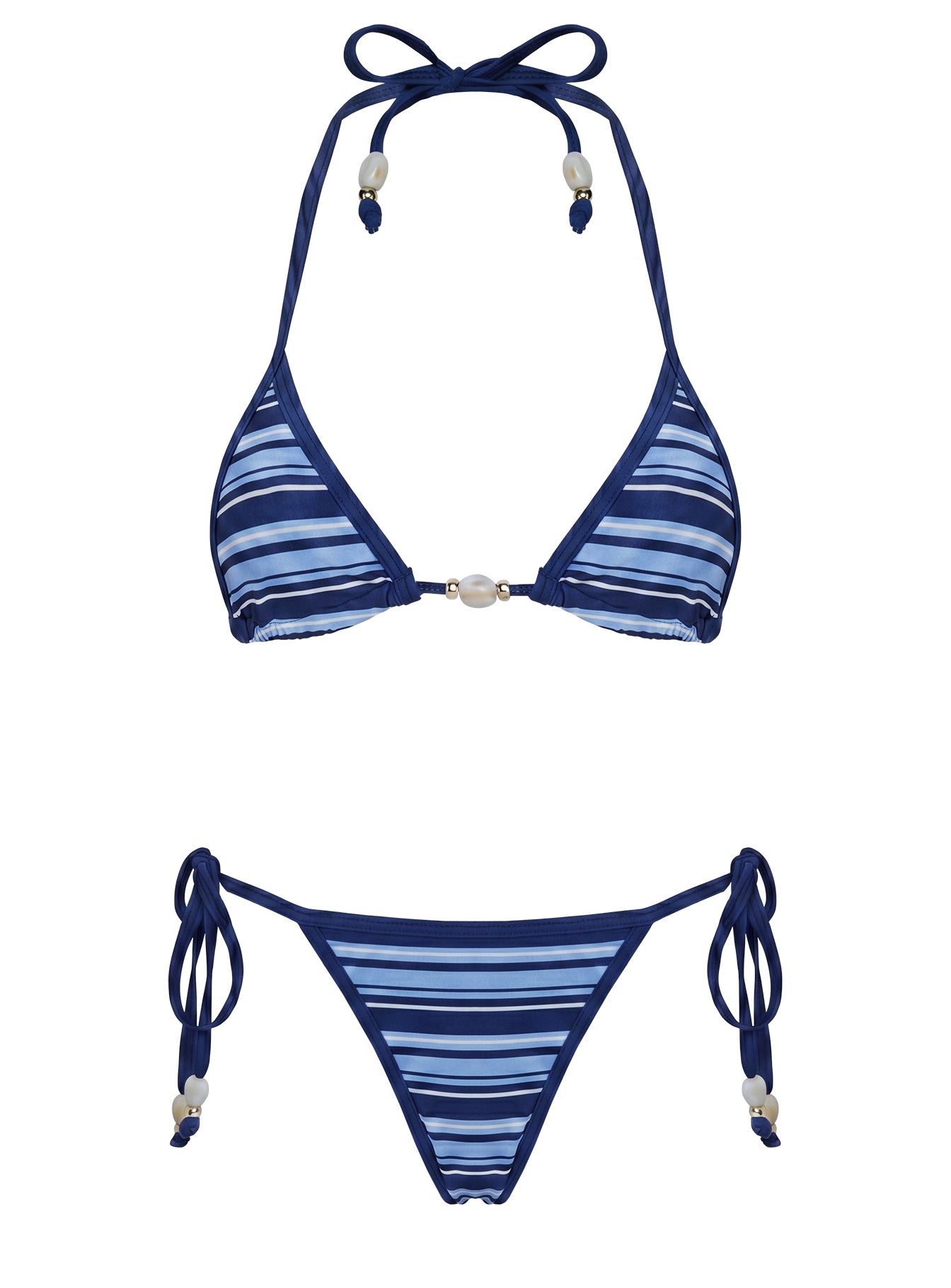 Jenner Triangle Bikini Top Navy Stripe