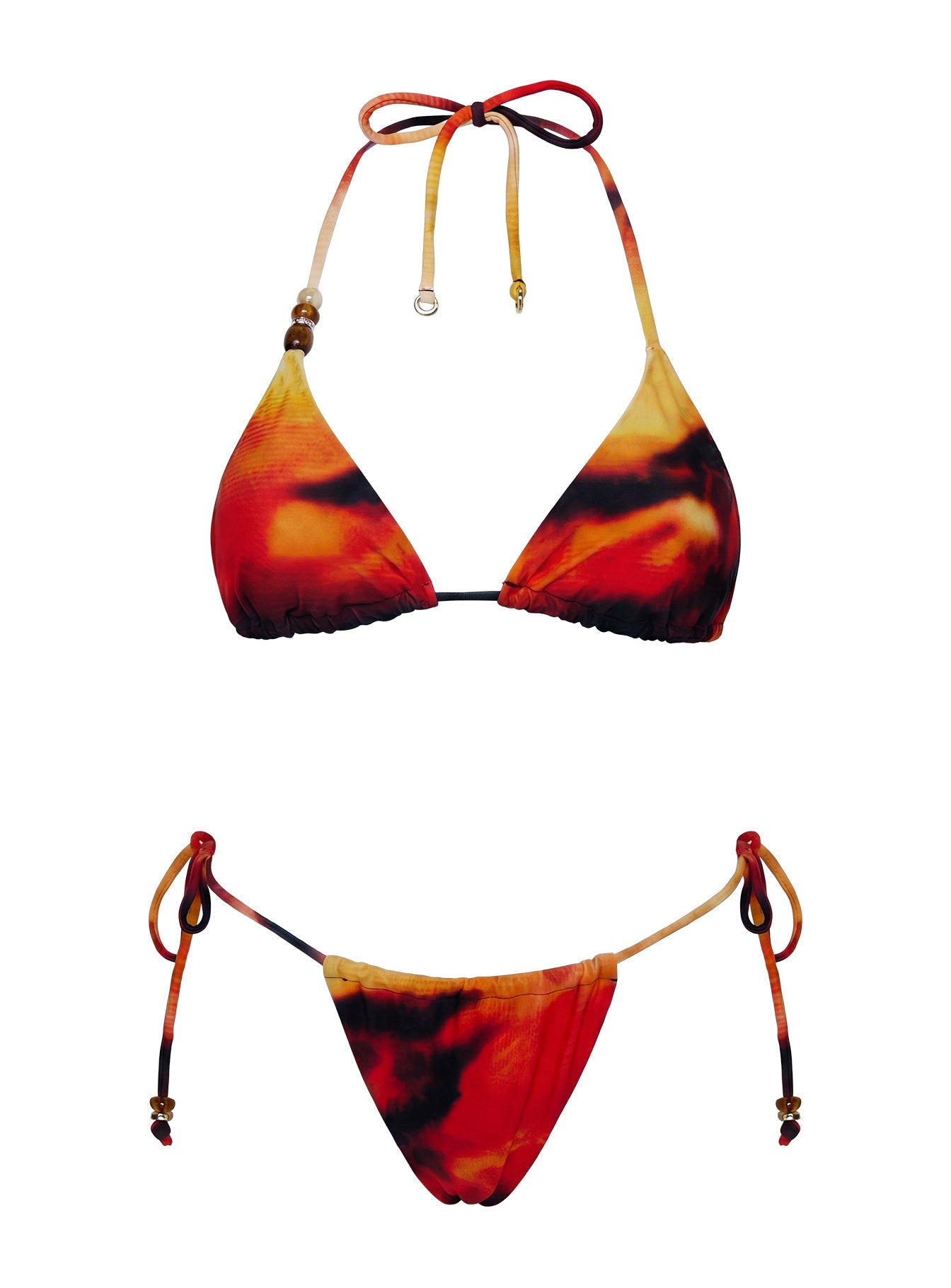 Fleura Tie Side Beaded Bikini Bottom Orange Multi
