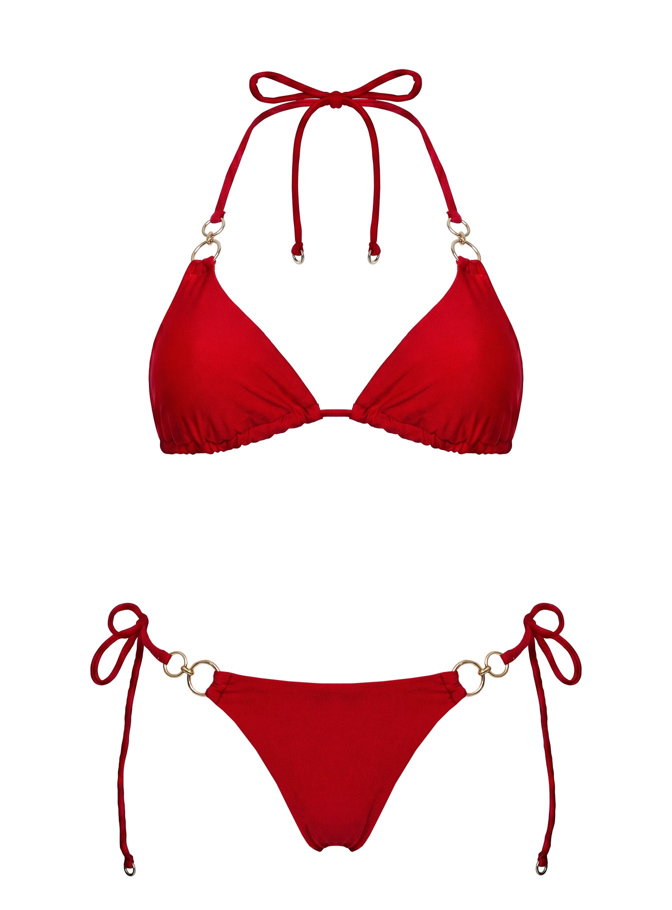 Sun Drenched Hardware Detail Bikini Top Red